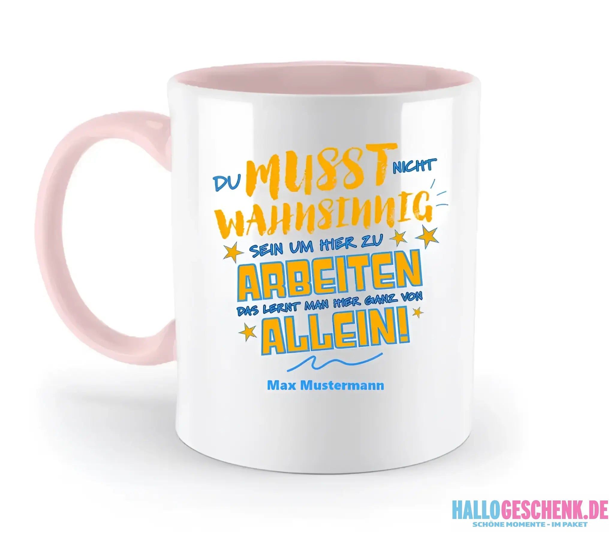 Arbeitnehmer "Wahnsinnig" mit Wunschname, personalisierbar - zweifarbige Tasse 330ml