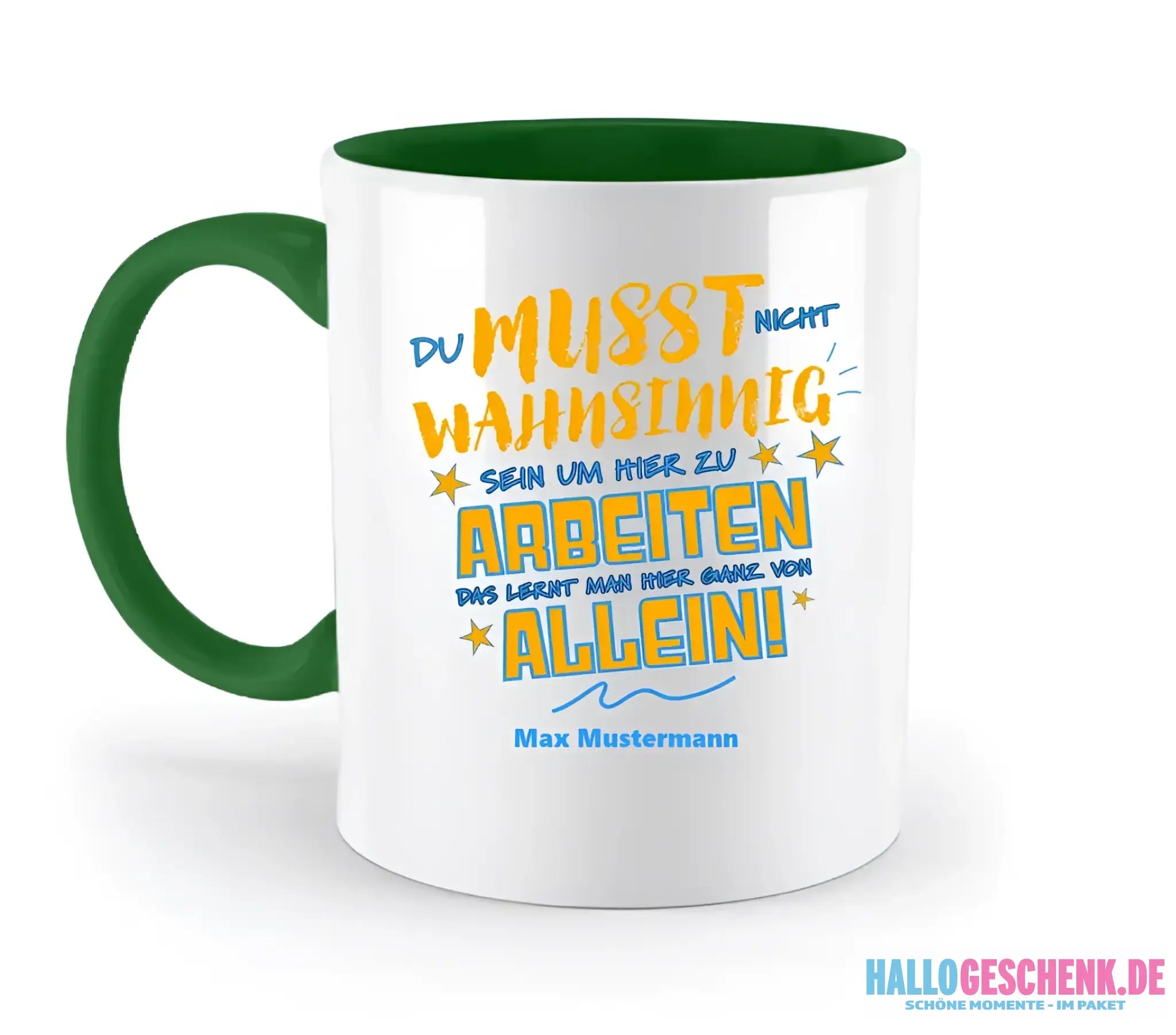 Arbeitnehmer "Wahnsinnig" mit Wunschname, personalisierbar - zweifarbige Tasse 330ml