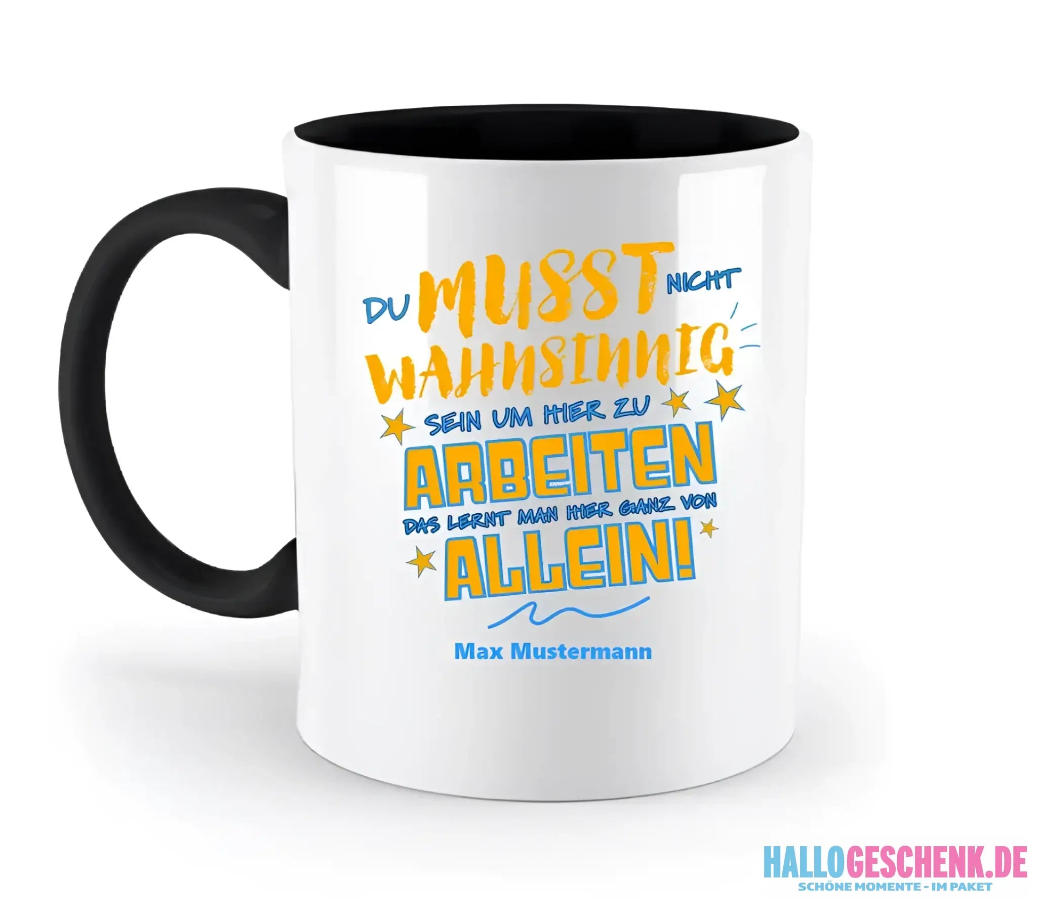 Arbeitnehmer "Wahnsinnig" mit Wunschname, personalisierbar - zweifarbige Tasse 330ml