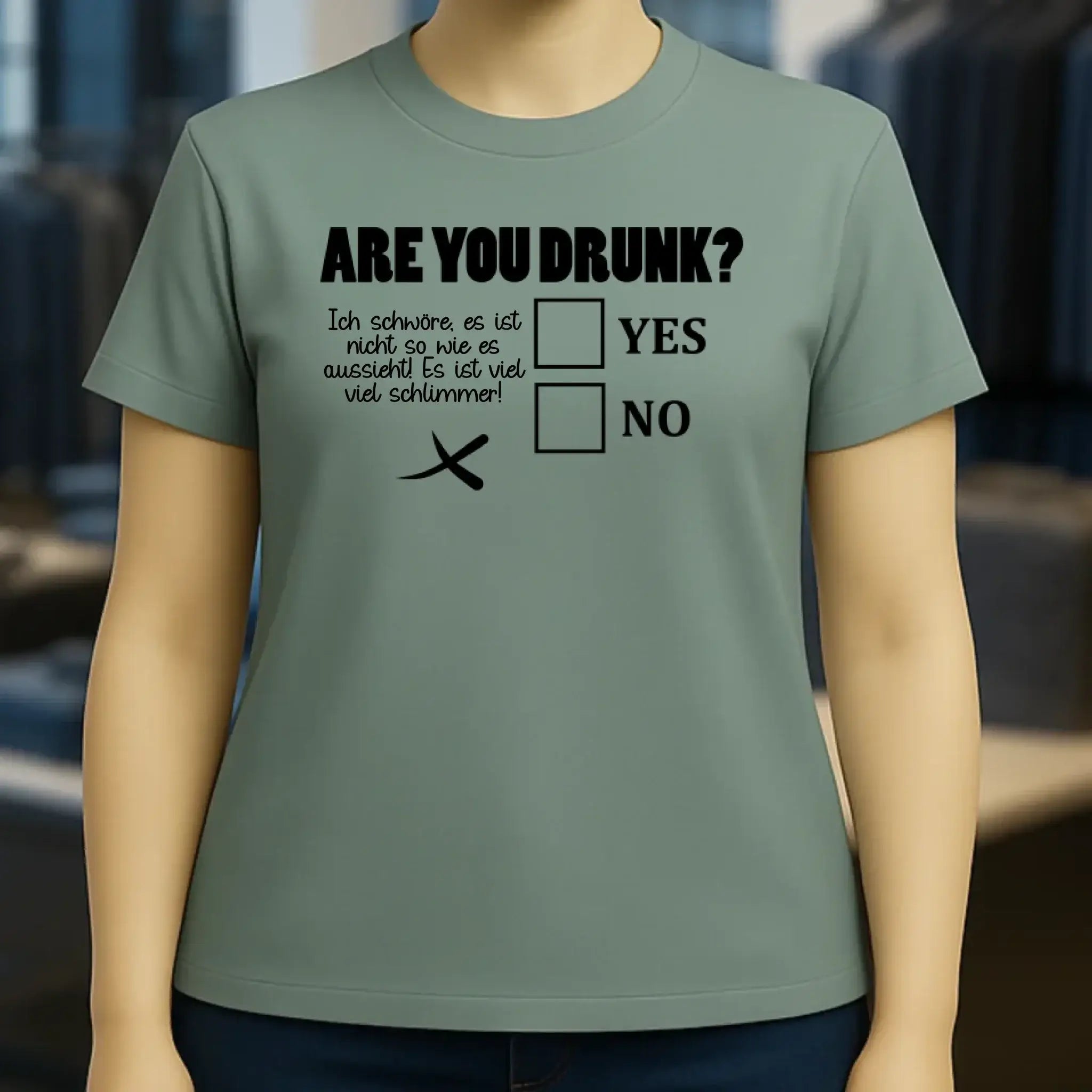 Are you drunk? • Passe den Text an • Ladies Premium T-Shirt XS-2XL aus Bio-Baumwolle für Damen • Exklusivdesign • personalisiert