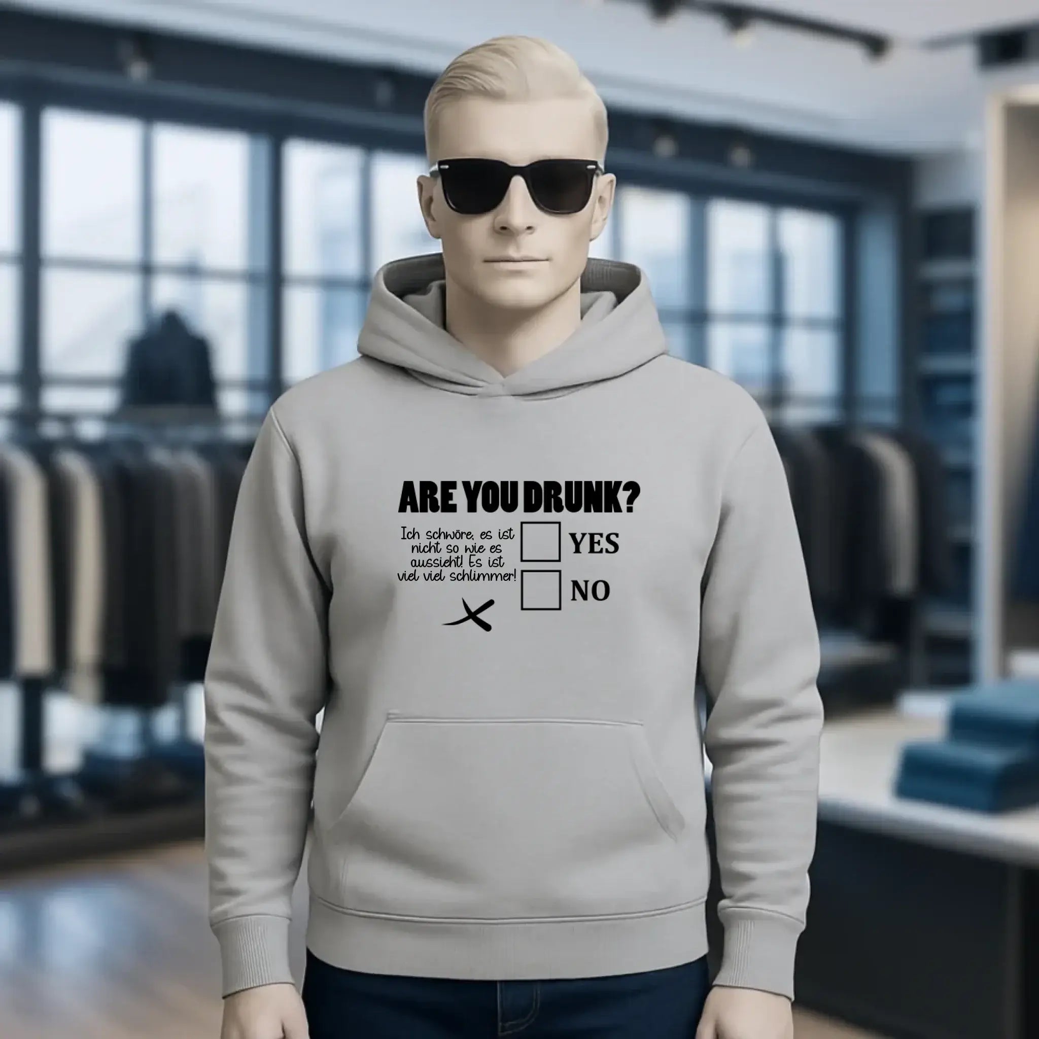Are you drunk? • Passe den Text an • Unisex Premium Hoodie XS-5XL aus Bio-Baumwolle für Damen & Herren • Exklusivdesign • personalisiert