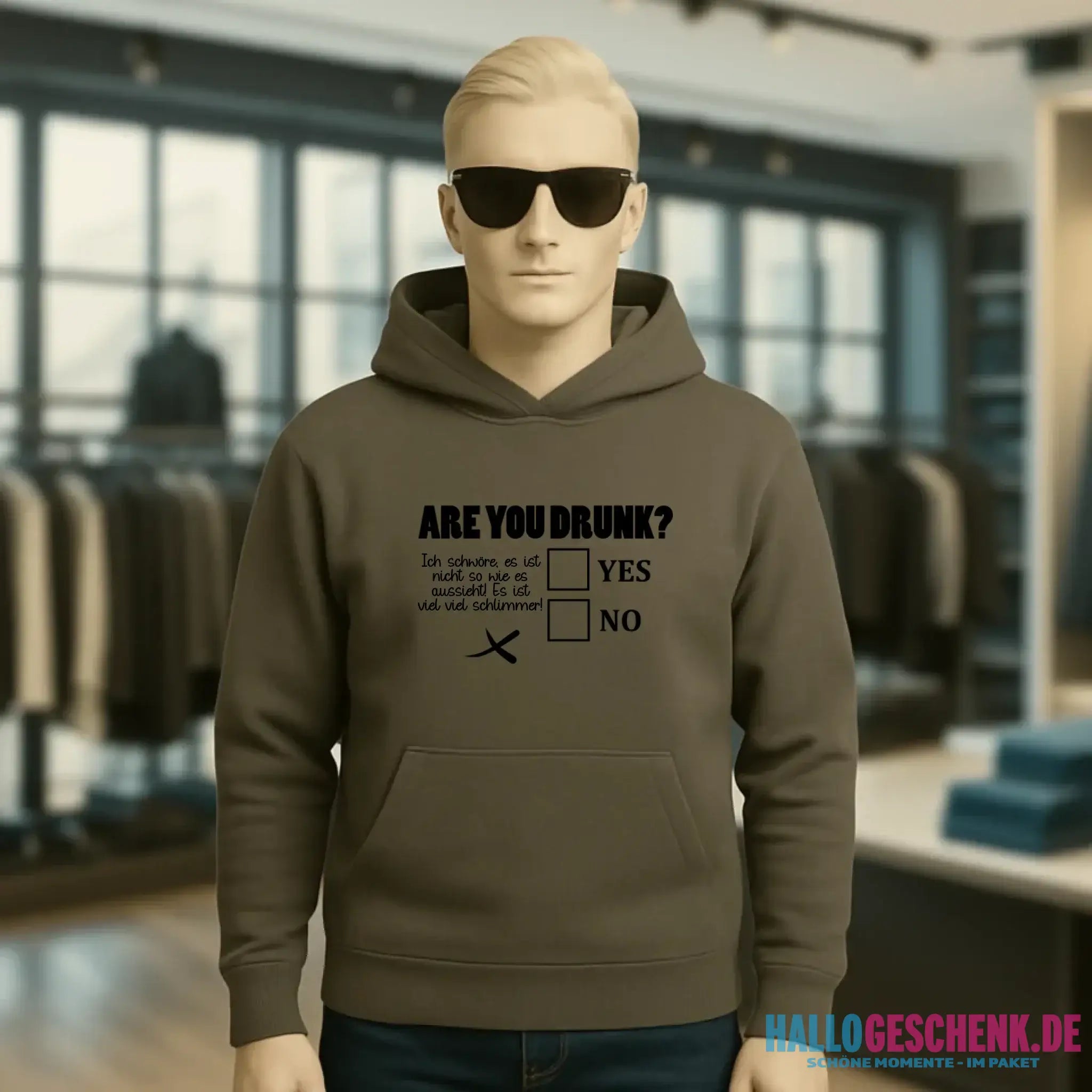 Are you drunk? • Passe den Text an • Unisex Premium Hoodie XS-5XL aus Bio-Baumwolle für Damen & Herren • Exklusivdesign • personalisiert