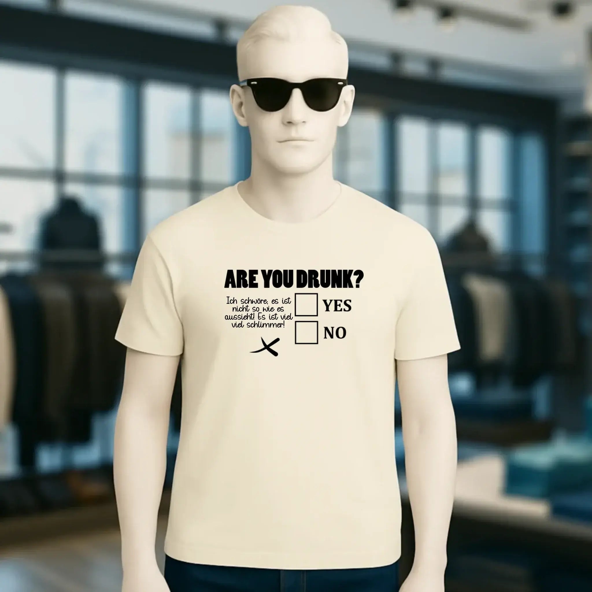 Are you drunk? • Passe den Text an • Unisex Premium T-Shirt XS-5XL aus Bio-Baumwolle für Damen & Herren • Exklusivdesign • personalisiert