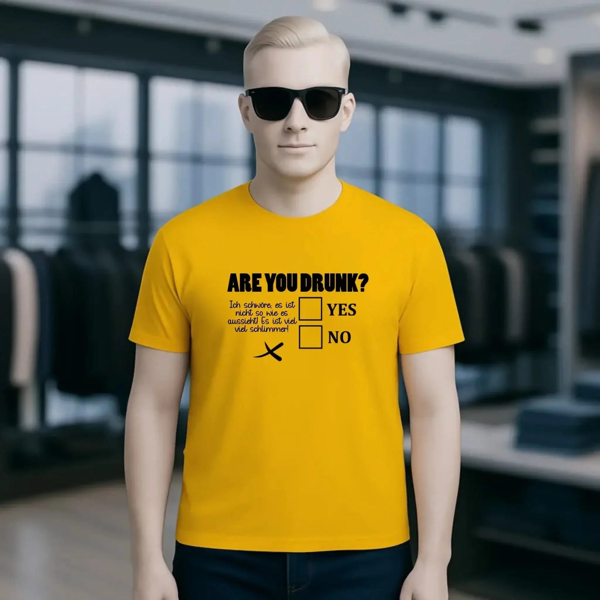 Are you drunk? • Passe den Text an • Unisex Premium T-Shirt XS-5XL aus Bio-Baumwolle für Damen & Herren • Exklusivdesign • personalisiert