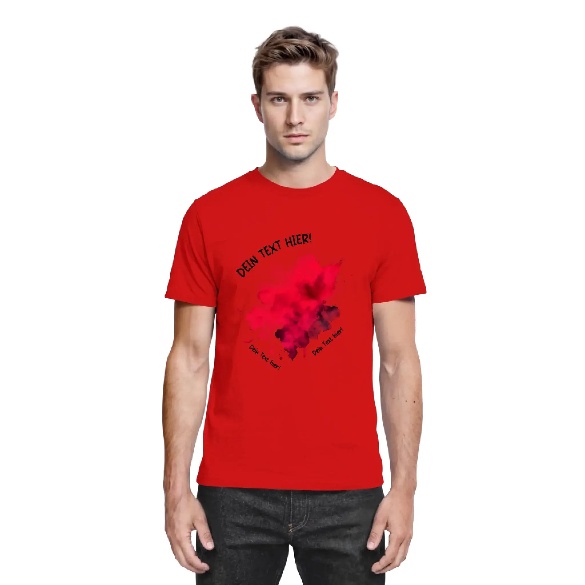 Rotes cotton t-shirt aus der statement-collection mit abstraktem rotem und schwarzem floralem print vorne