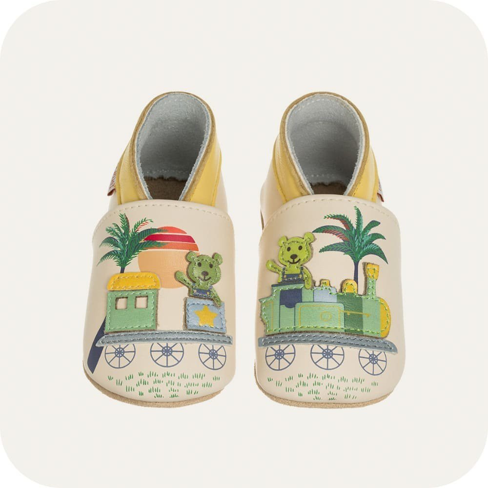 Babyhausschuhe aus weichem Leder Petit Train