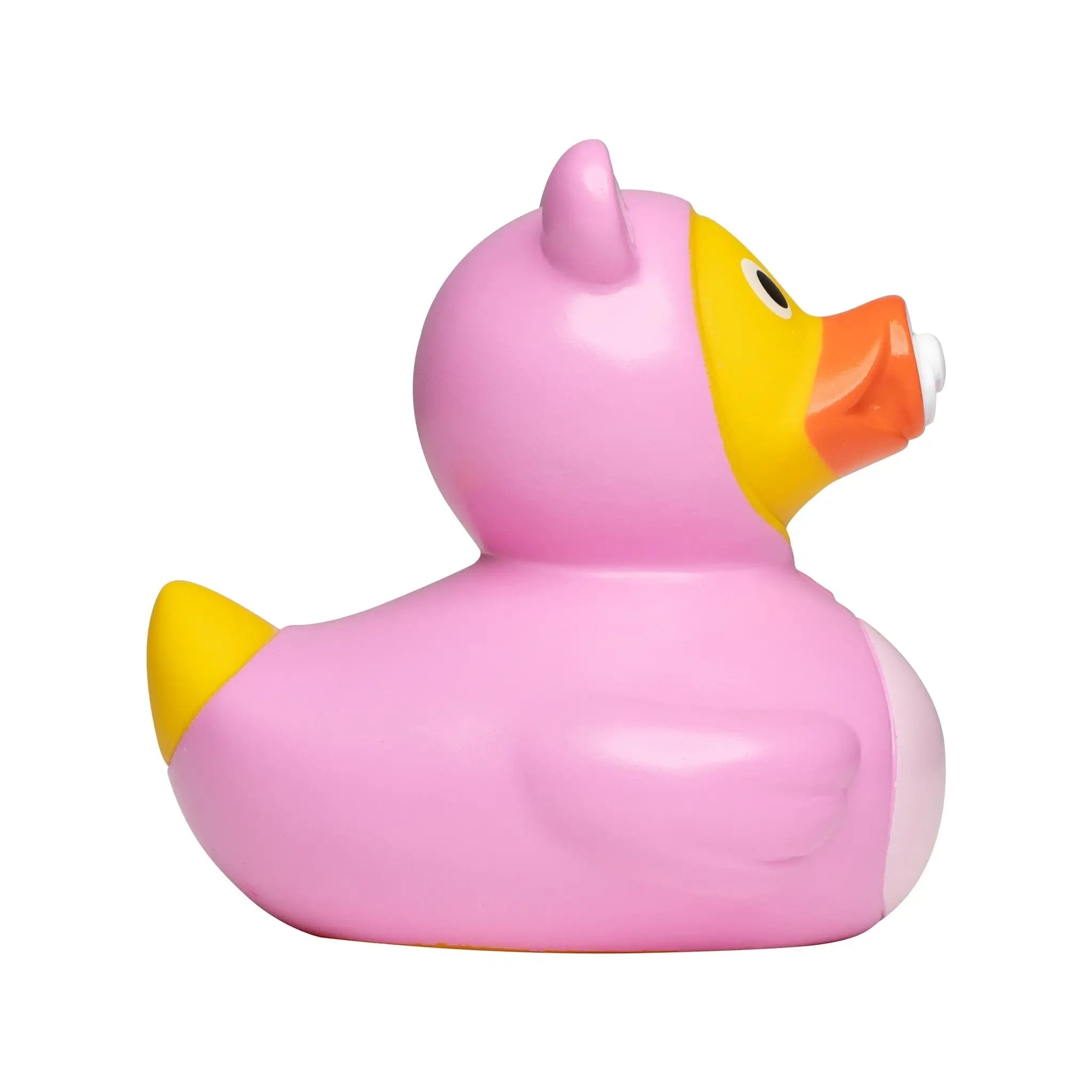 Baby rosa mĂ€dchen babyshower pinke badeente mit gelbem schnabel, orangefarbenem schnabel und weiĂem schnuller