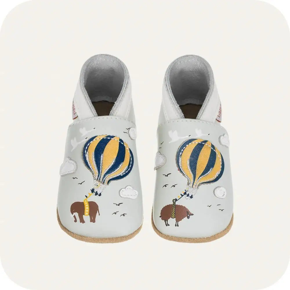 Babyhausschuhe aus weichem Leder Heißluftballon