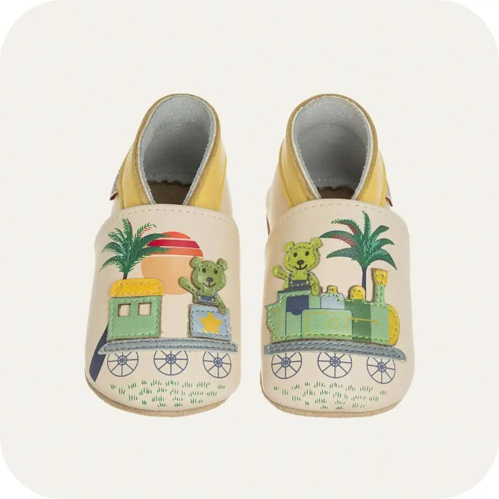 Babyhausschuhe aus weichem Leder Petit Train