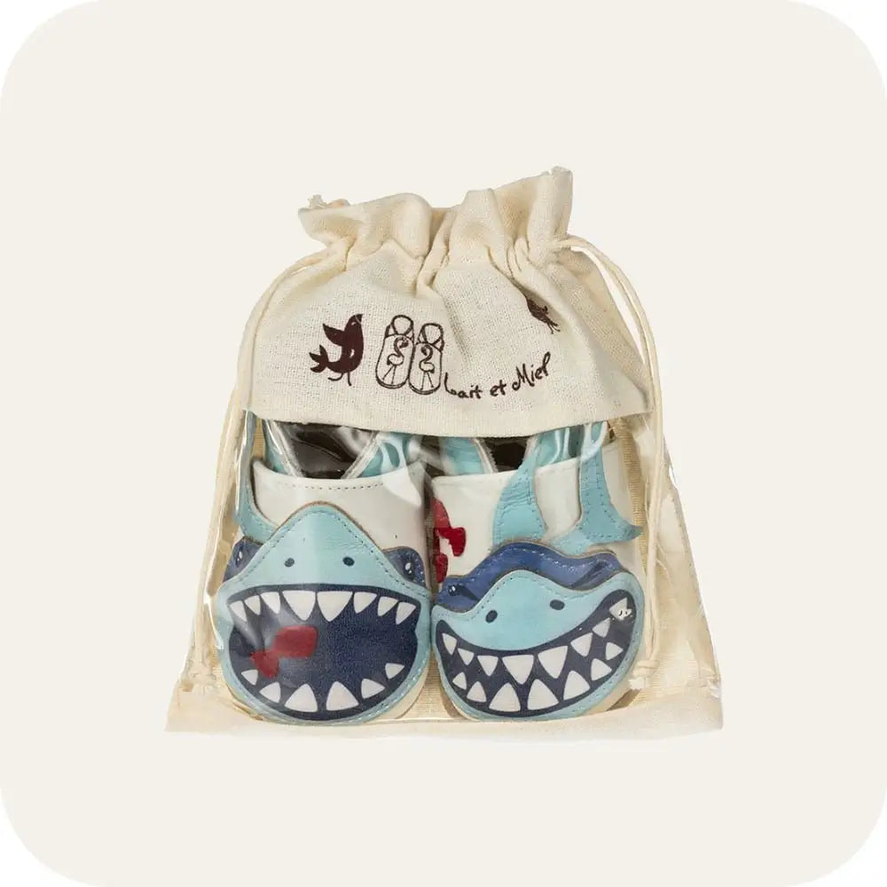 Babypantoffeln aus weichem Leder Shark Tease