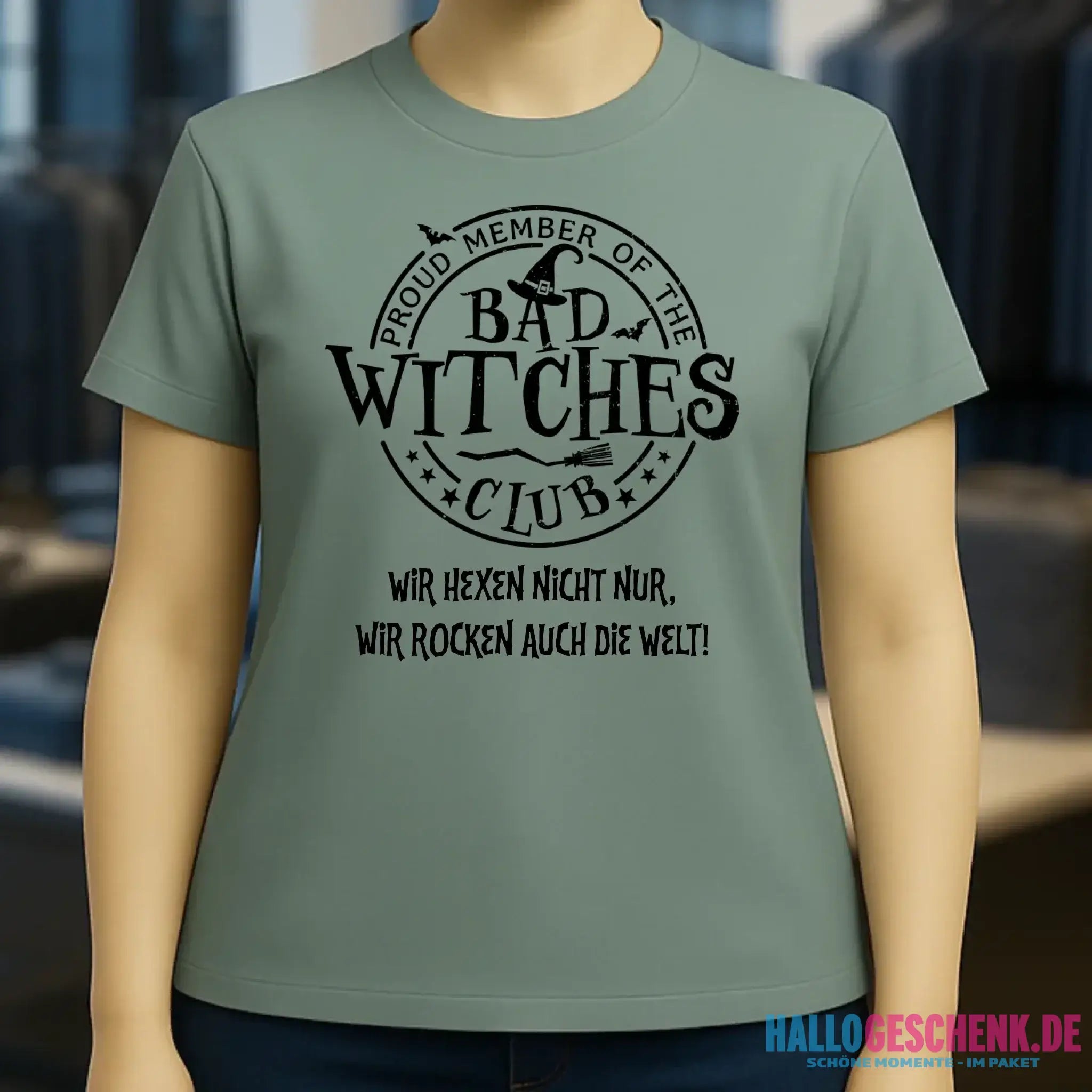 BAD WITCHES CLUB + Text • Halloween • Ladies Premium T-Shirt XS-2XL aus Bio-Baumwolle für Damen • Exklusivdesign • personalisiert