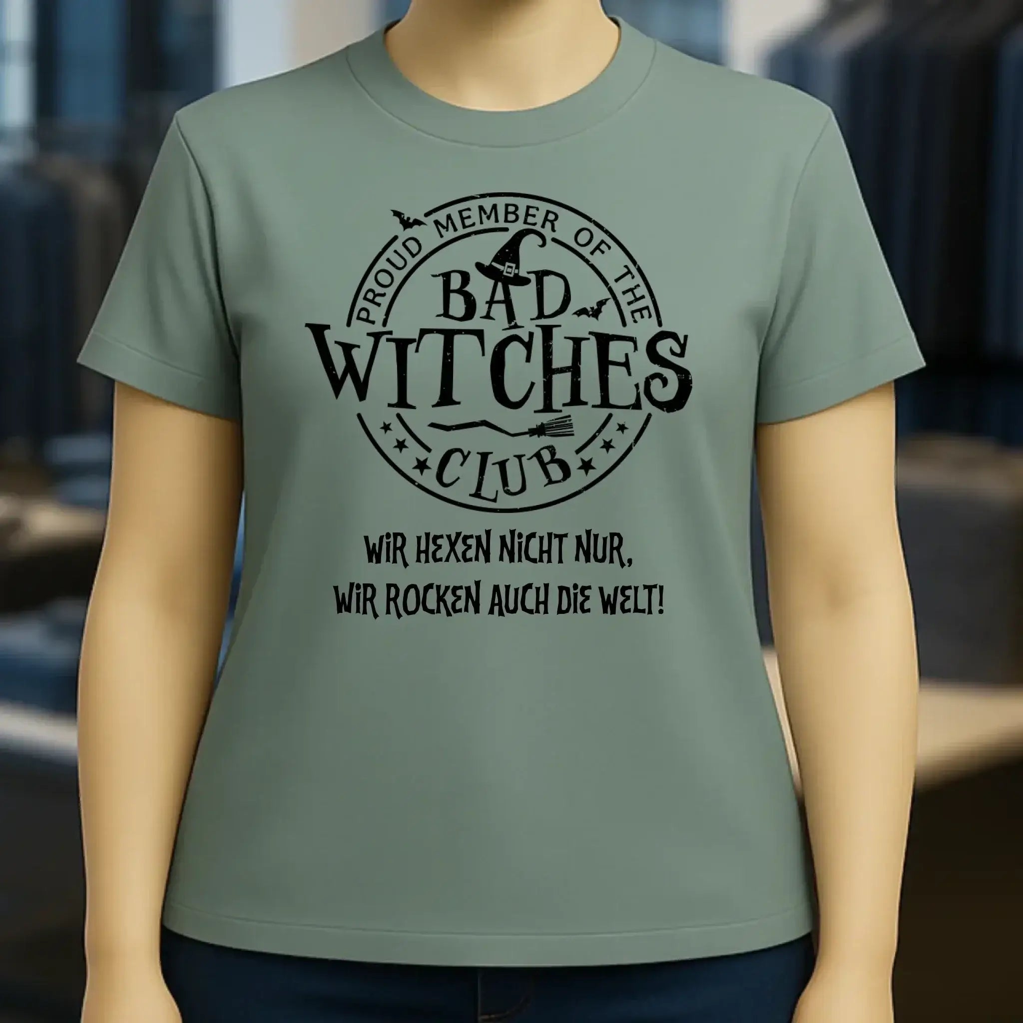 BAD WITCHES CLUB + Text • Halloween • Ladies Premium T-Shirt XS-2XL aus Bio-Baumwolle für Damen • Exklusivdesign • personalisiert