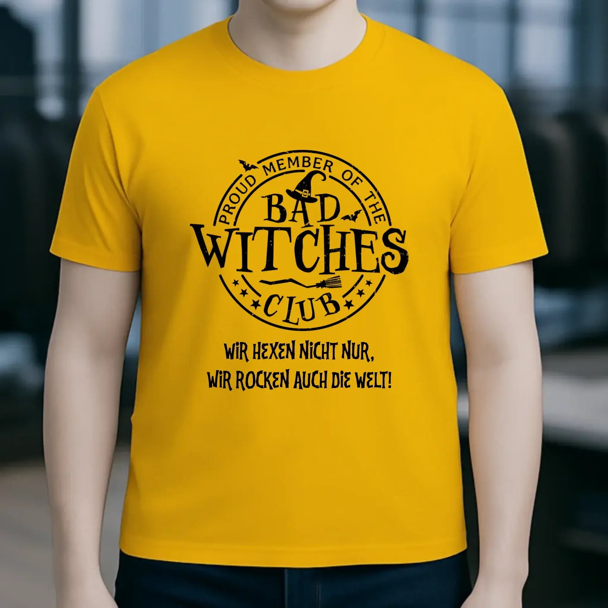 BAD WITCHES CLUB + Text • Halloween • Unisex Premium T-Shirt XS-5XL aus Bio-Baumwolle für Damen & Herren • Exklusivdesign • personalisiert