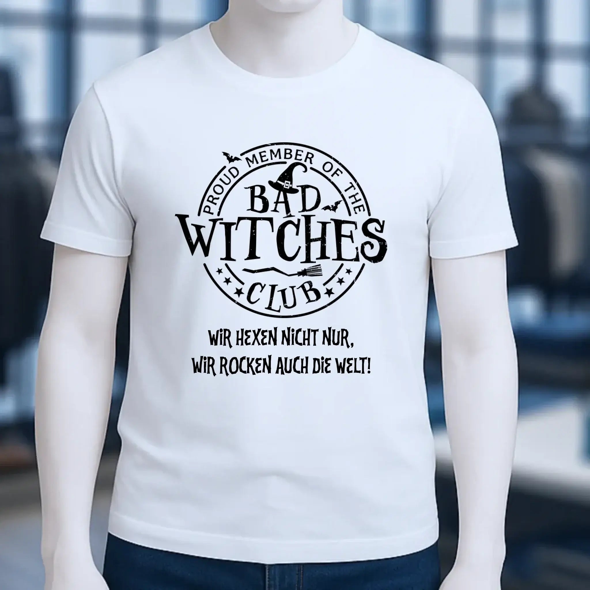BAD WITCHES CLUB + Text • Halloween • Unisex Premium T-Shirt XS-5XL aus Bio-Baumwolle für Damen & Herren • Exklusivdesign • personalisiert