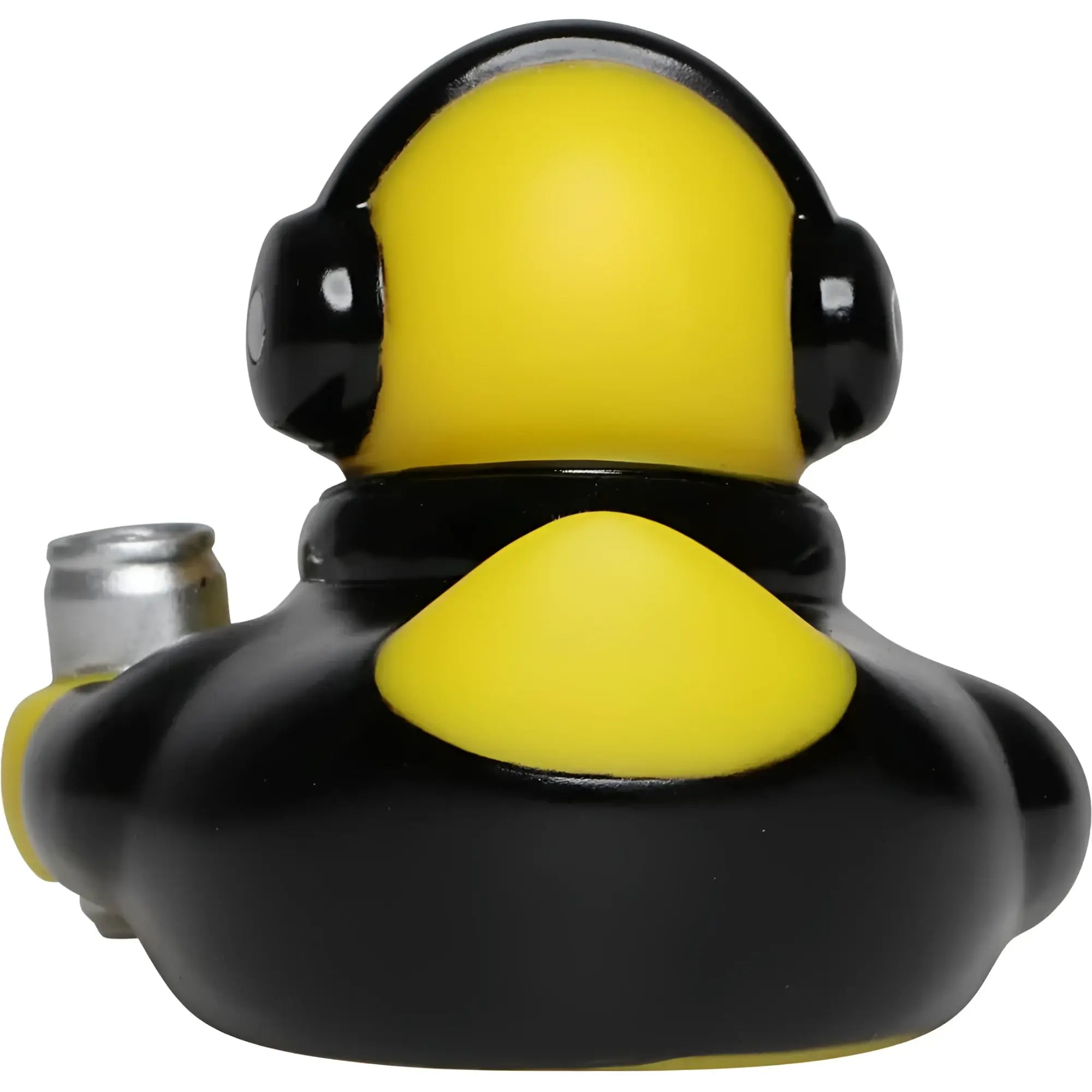 Badeente gamer quietscheente von schnabels schwarz gelb aus gummi mit übergroßen kopfhörern perfekt für gamers