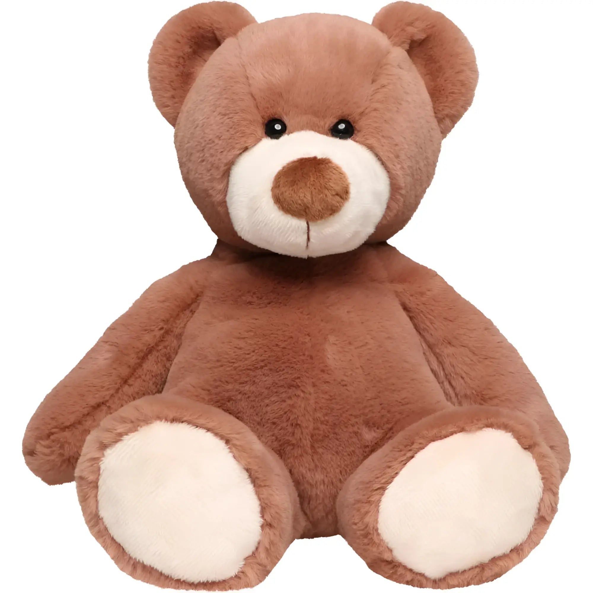 A brauner plüschteddy bär nanna mit weichem flauschigem fell und cremefarbenen pfoten aus stoff