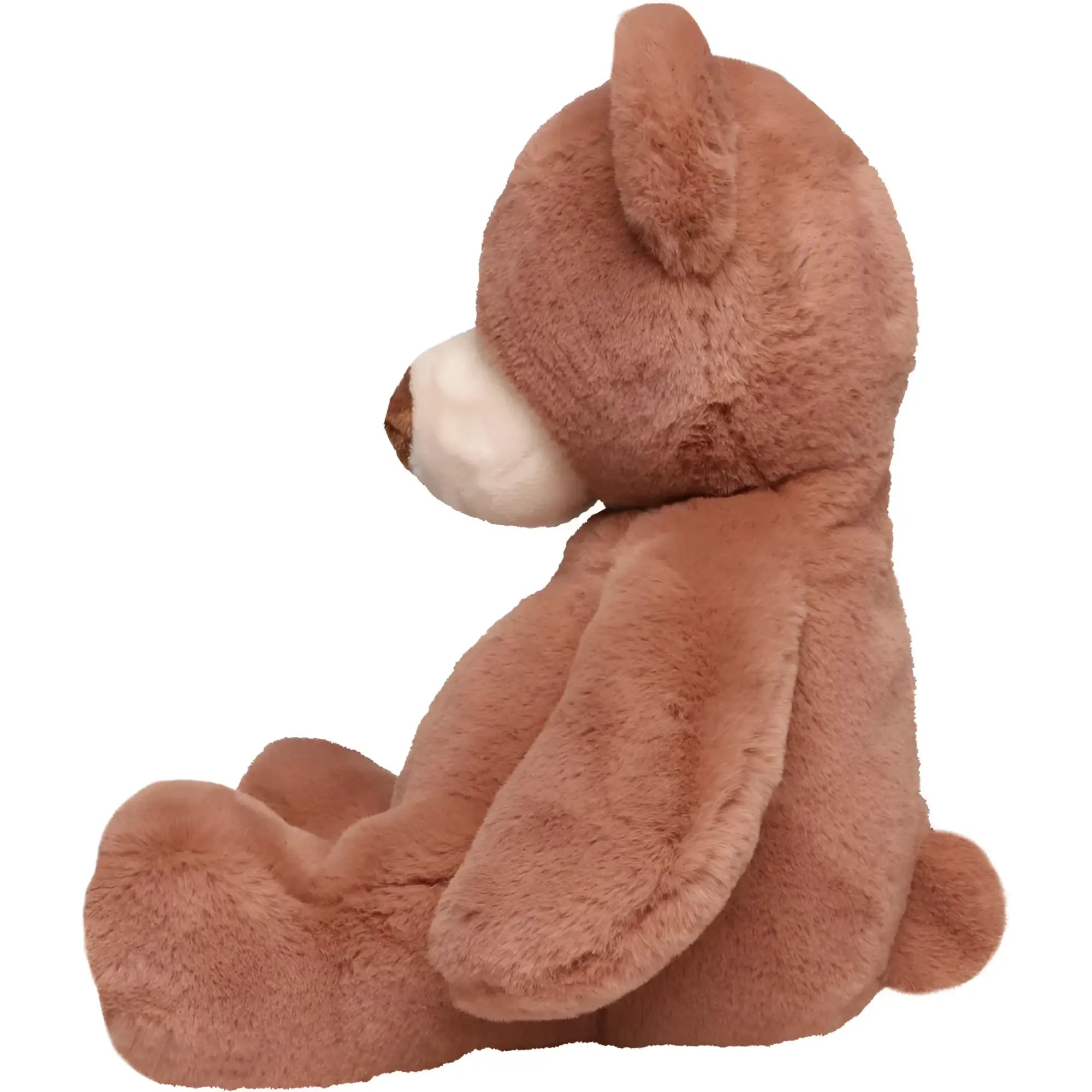 Ein plüschtier bär nanna in braun mit weichem, fluffigem stoff und weißer schnauze