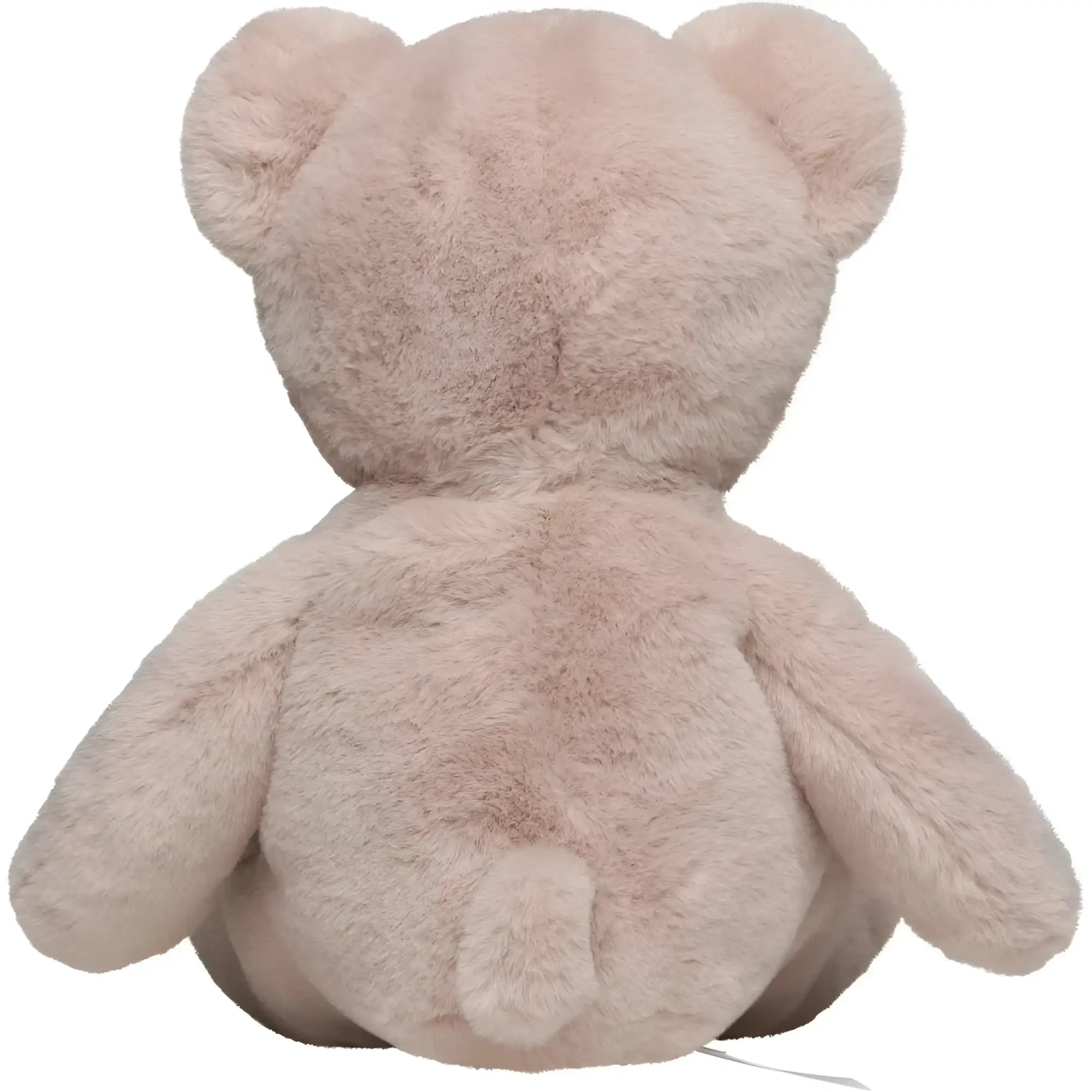 A soft blush-pink plush teddy bear with fluffy texture and rounded ears in taupe stofftier style