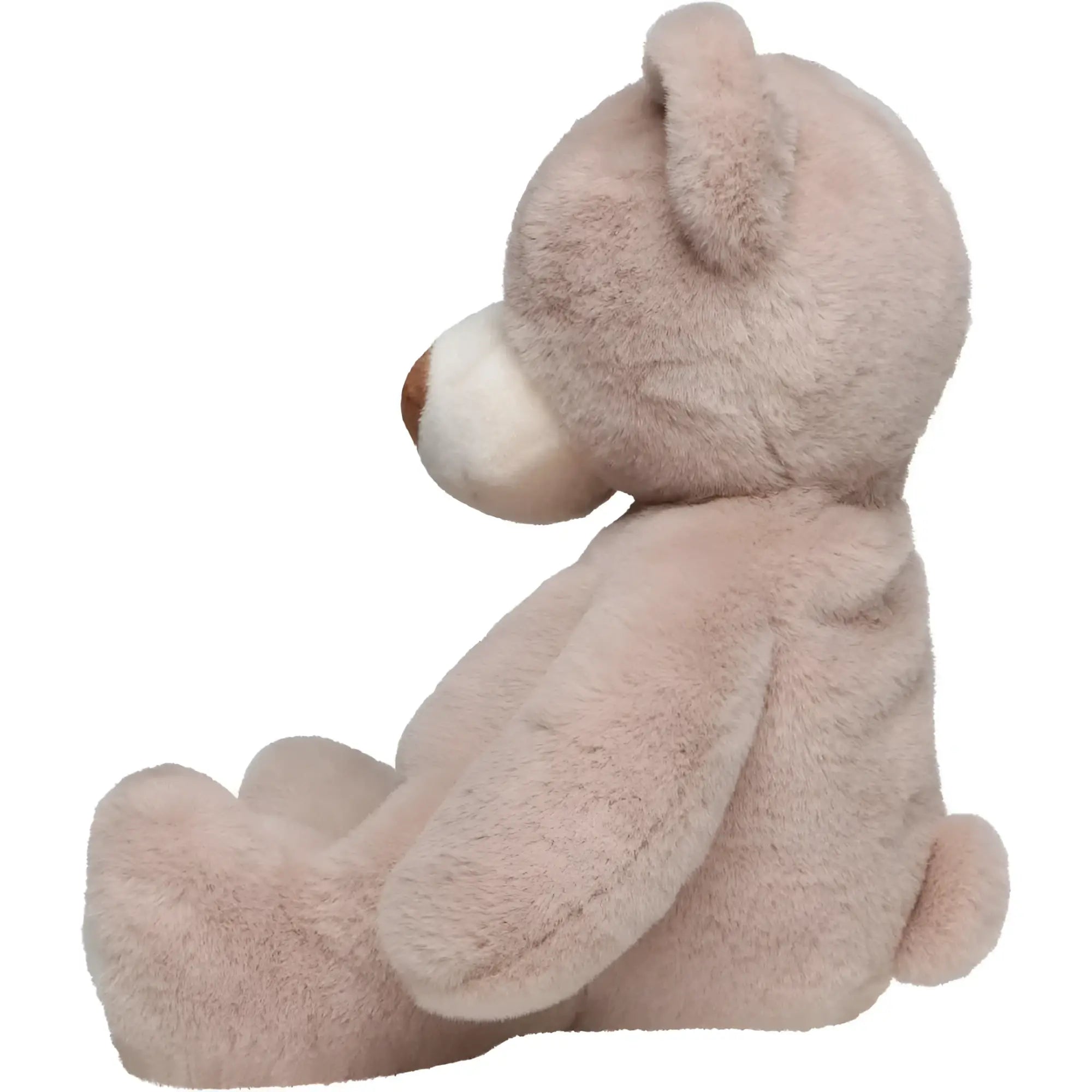 Ein plüschtier bär nanna in taupe mit weichem, flauschigem stoff und weißer schnauze