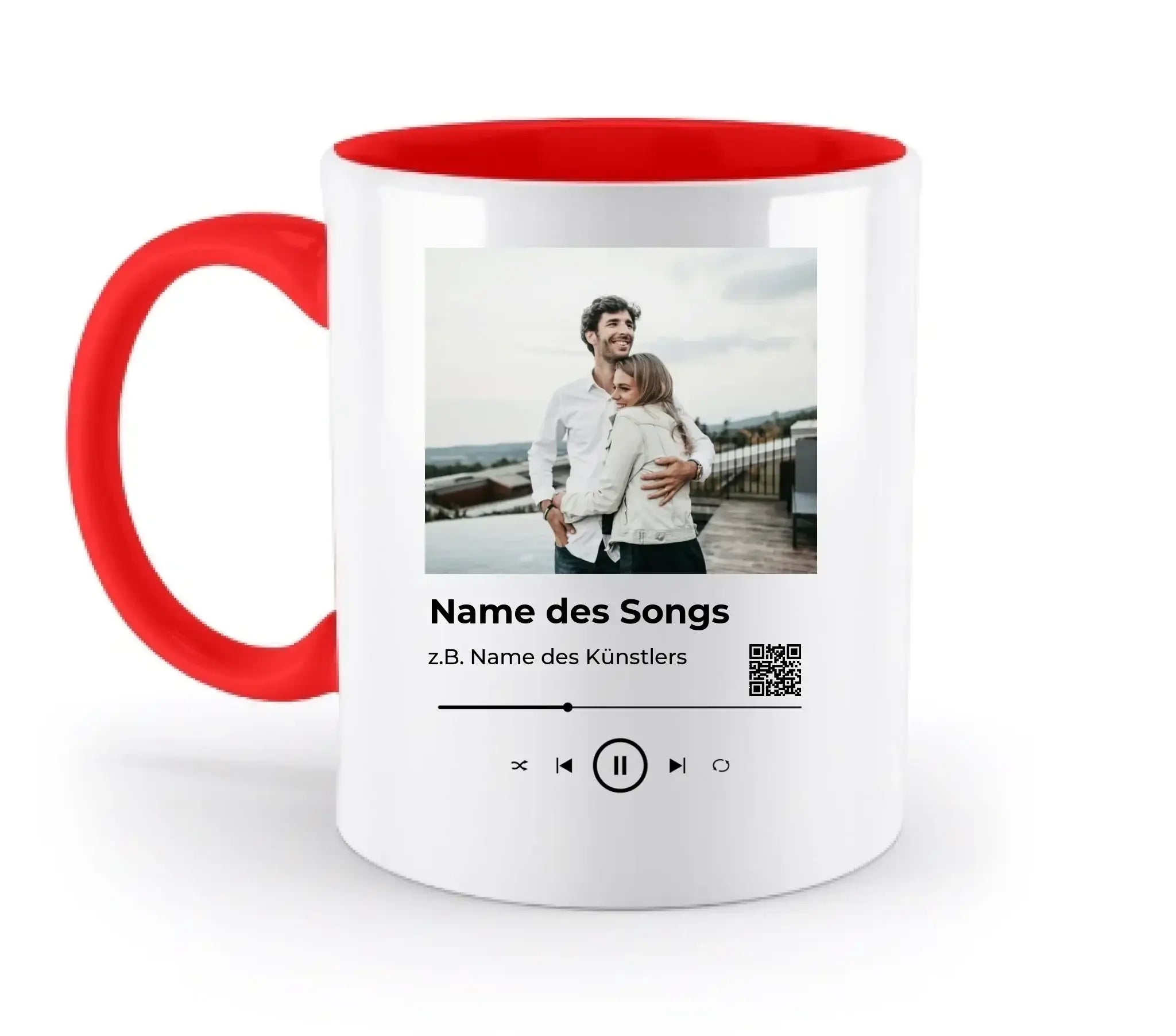 Spotify-Fotomotiv • mehrere Artikel • ’Statement-Collection’ • Wunschtext • Mein Fotomotiv - Tassen / Rubin-Red / 330ml