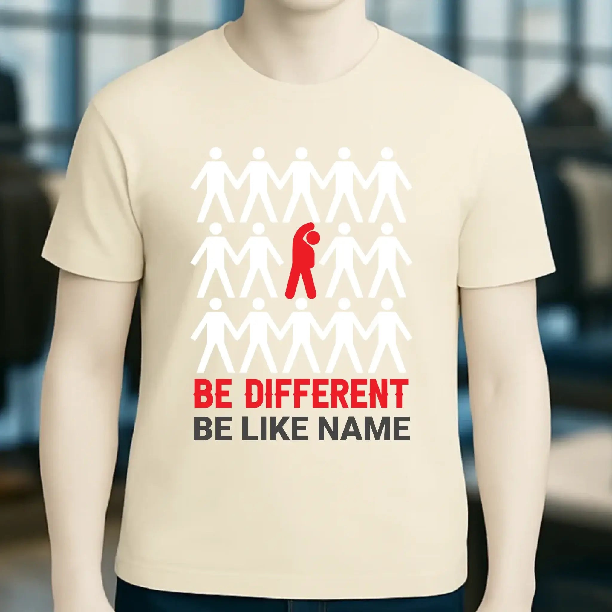 Be different + dein Text • Unisex Premium T-Shirt XS-5XL aus Bio-Baumwolle für Damen & Herren • Exklusivdesign • personalisiert