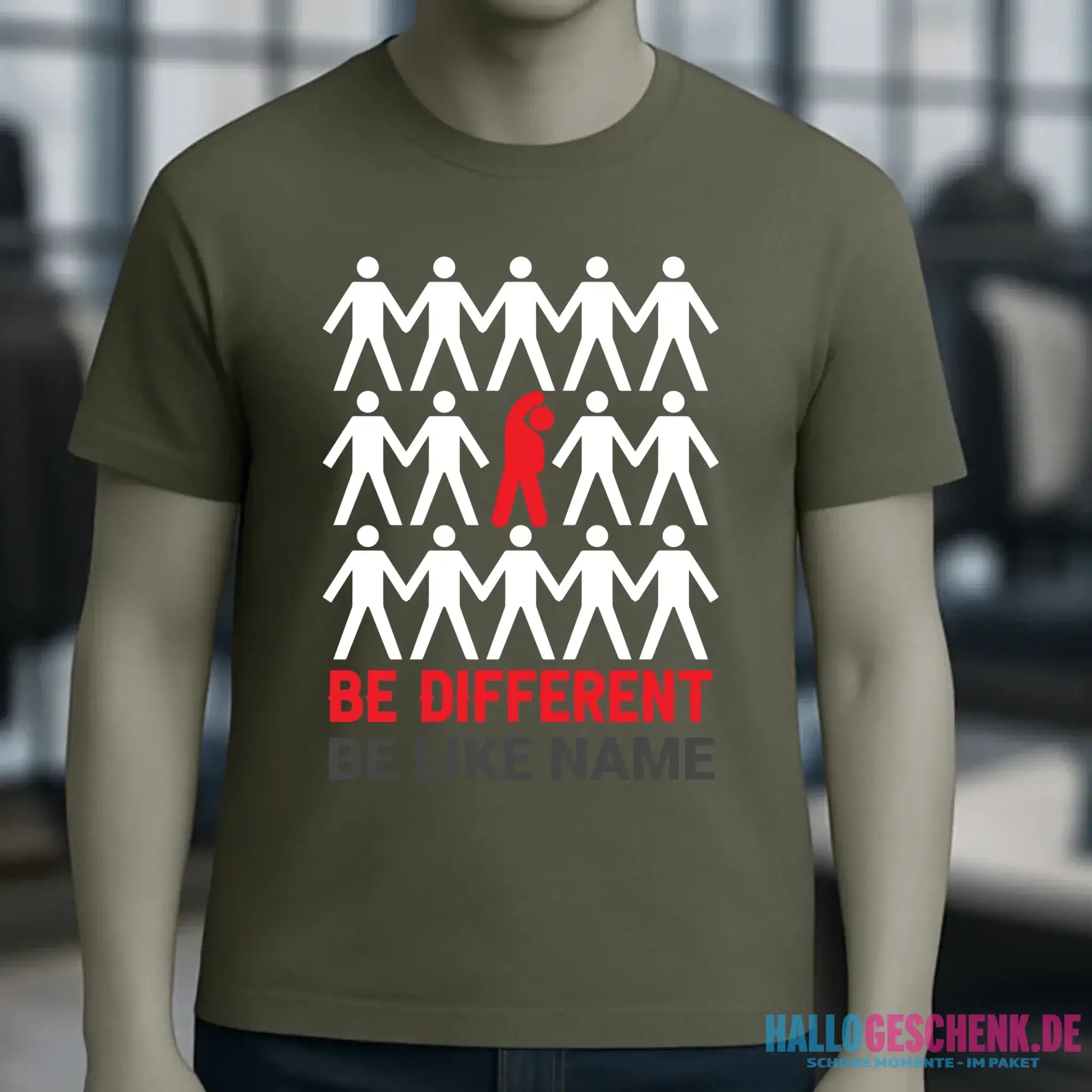 Be different + dein Text • Unisex Premium T-Shirt XS-5XL aus Bio-Baumwolle für Damen & Herren • Exklusivdesign • personalisiert