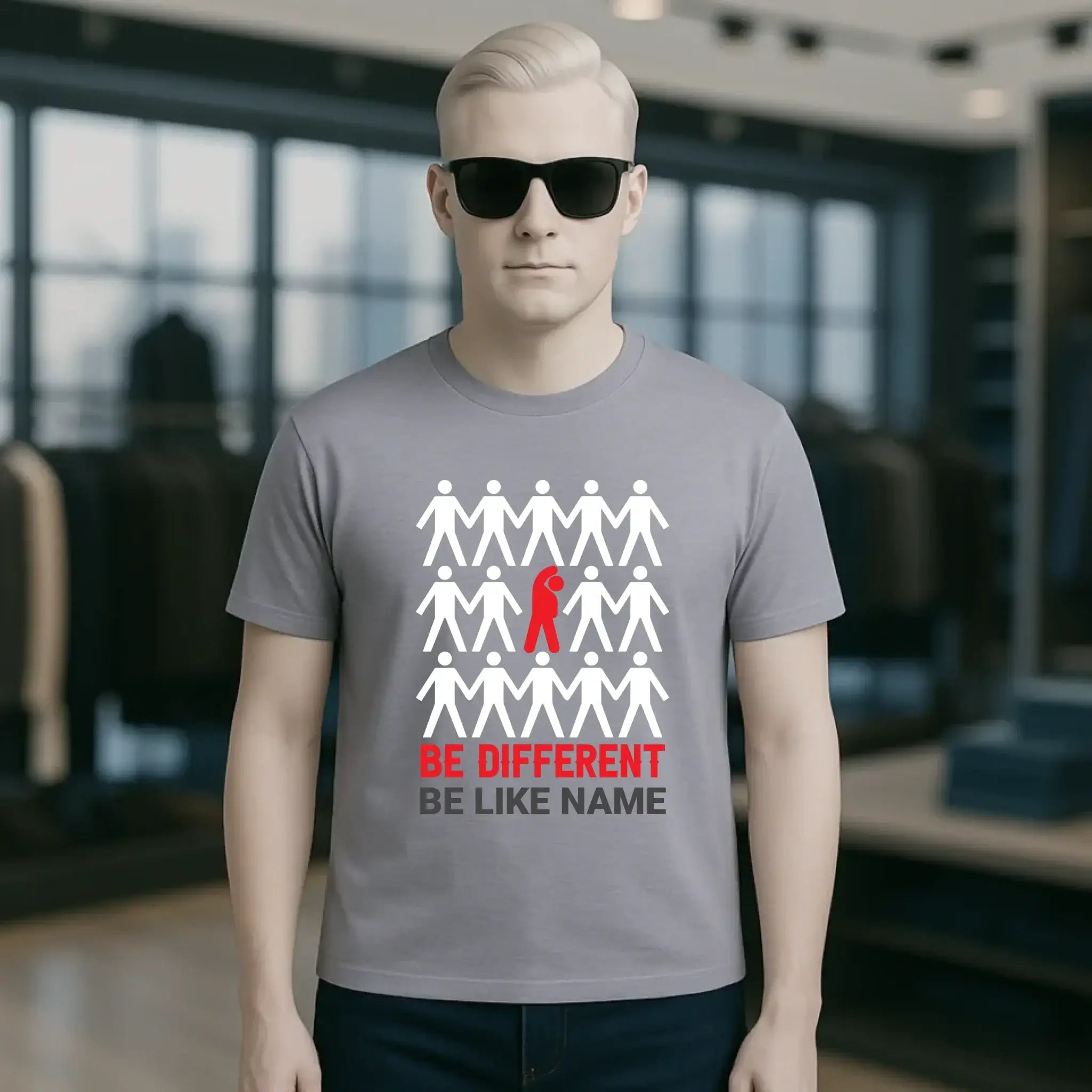 Be different + dein Text • Unisex Premium T-Shirt XS-5XL aus Bio-Baumwolle für Damen & Herren • Exklusivdesign • personalisiert