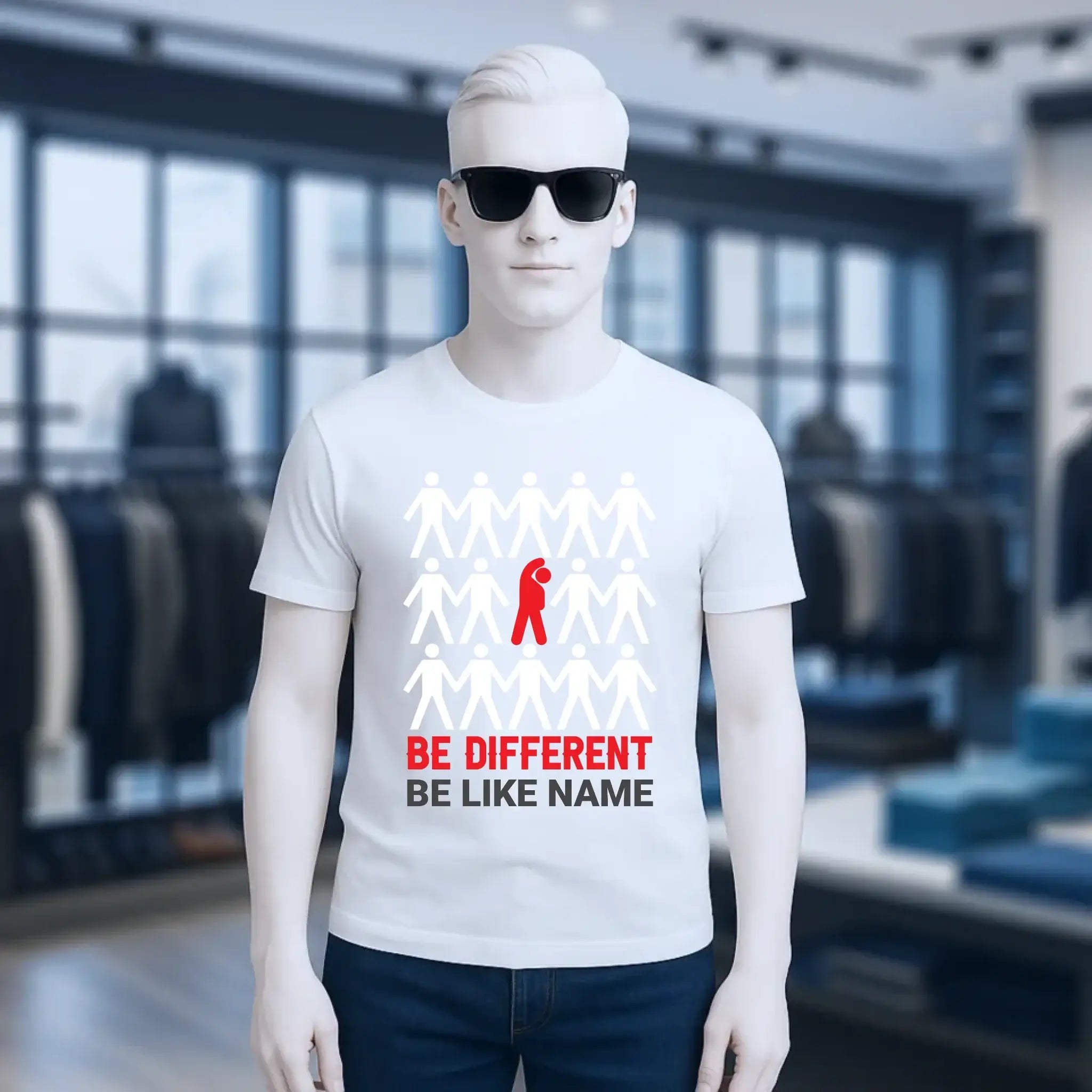 Be different + dein Text • Unisex Premium T-Shirt XS-5XL aus Bio-Baumwolle für Damen & Herren • Exklusivdesign • personalisiert