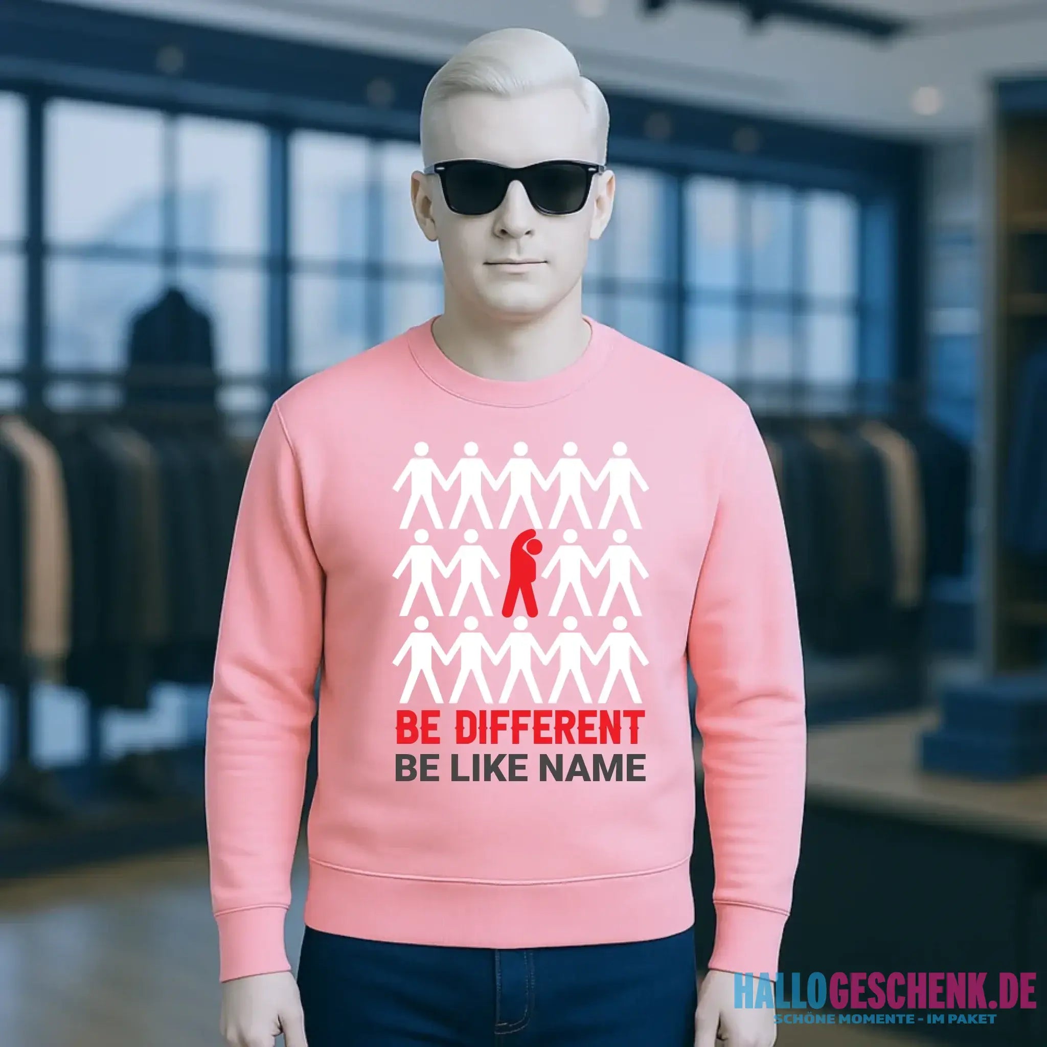 Be different + dein Text • Unisex Sweatshirt Bio-Baumwolle in 4 Farben XS-3XL • personalisiert