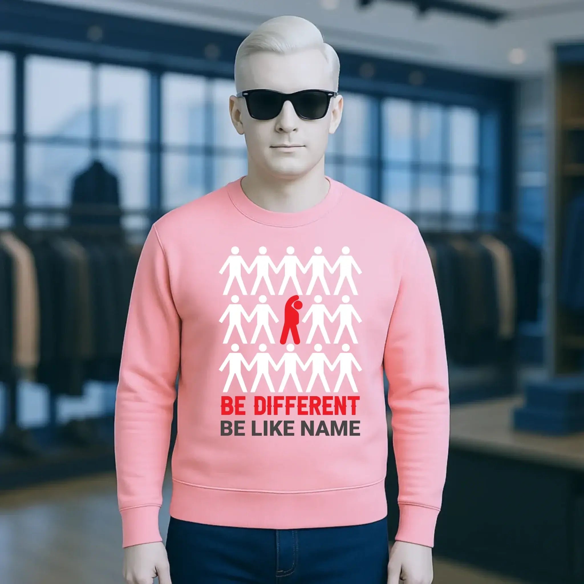 Be different + dein Text • Unisex Sweatshirt Bio-Baumwolle in 4 Farben XS-3XL • personalisiert