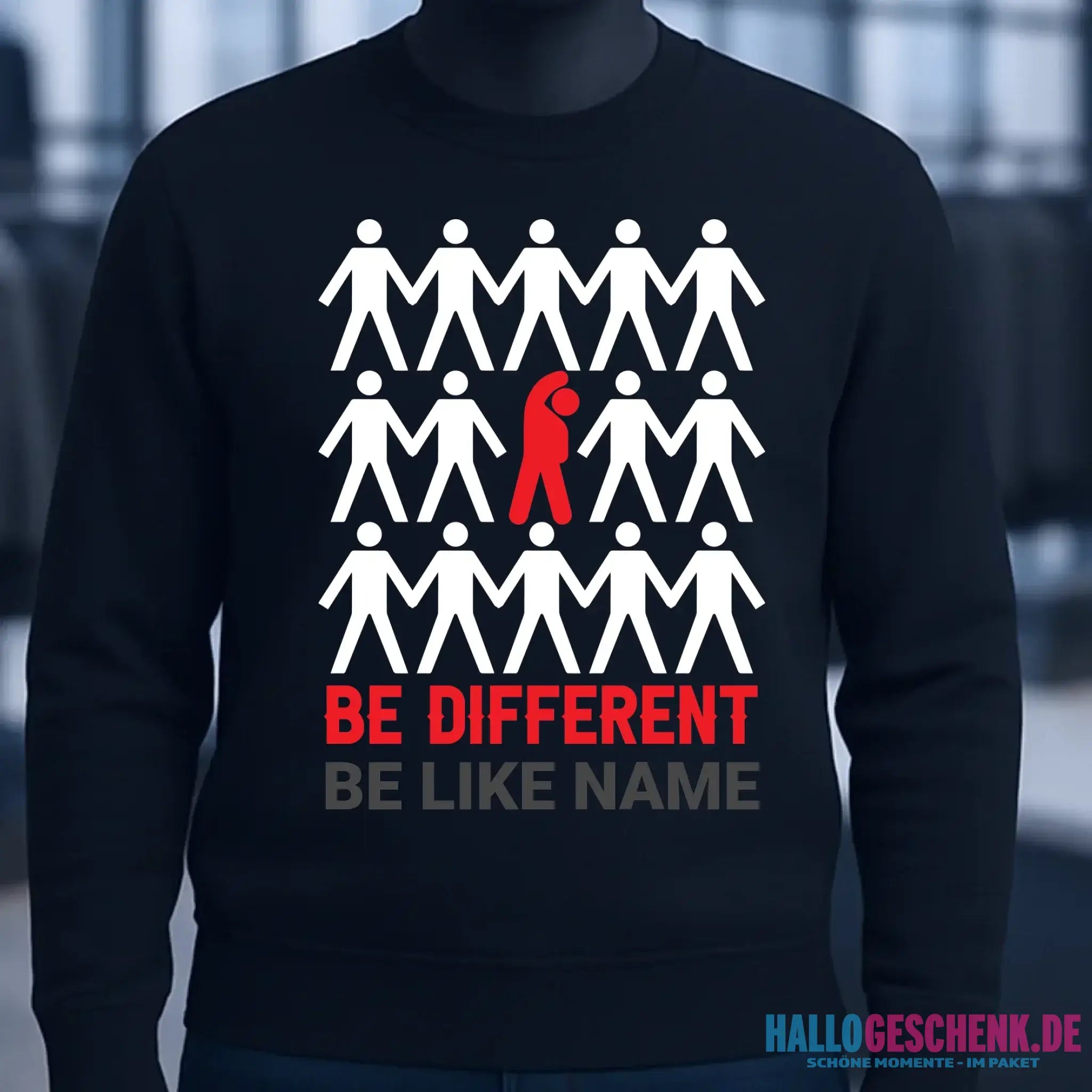 Be different + dein Text • Unisex Sweatshirt Bio-Baumwolle in 4 Farben XS-3XL • personalisiert