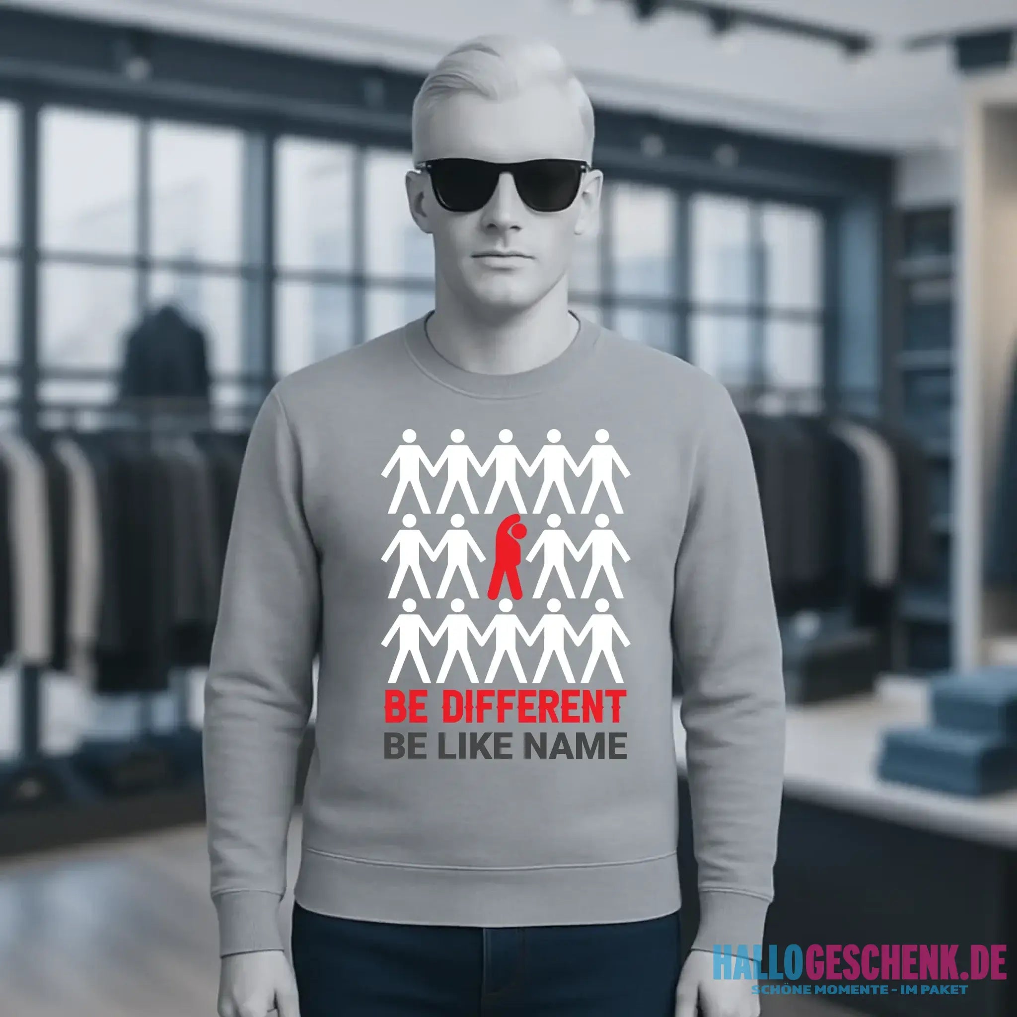 Be different + dein Text • Unisex Sweatshirt Bio-Baumwolle in 4 Farben XS-3XL • personalisiert