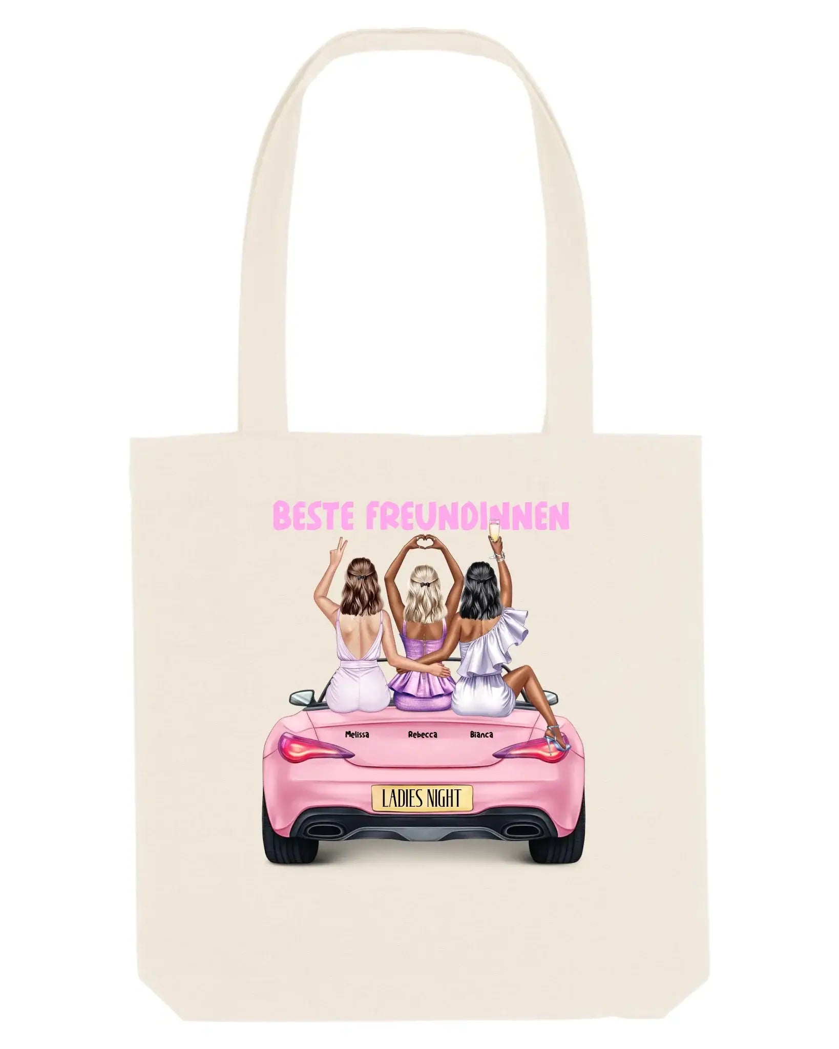 Vegas Girls: 1-3 Girls • mehrere Artikel • ’Statement-Collection’ • Wunschtext • personalisierte Figuren - Stofftasche