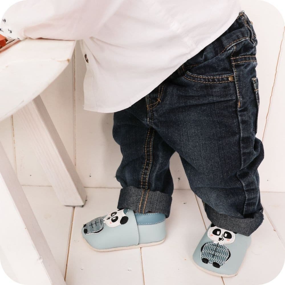 Panda-Babyhausschuhe aus weichem Leder