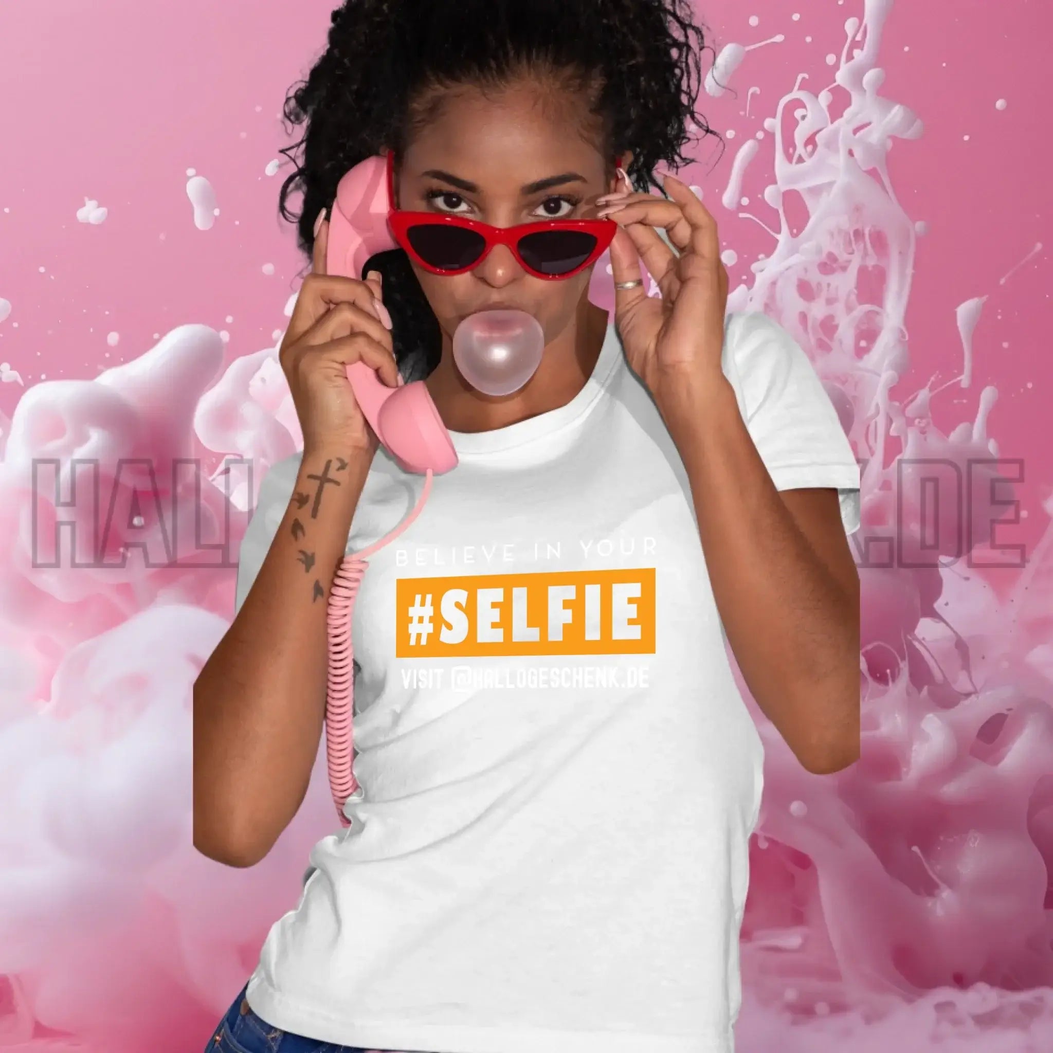Belive in your selfie • Hashtag • Ladies Premium T-Shirt XS-2XL aus Bio-Baumwolle für Damen • Exklusivdesign • personalisiert