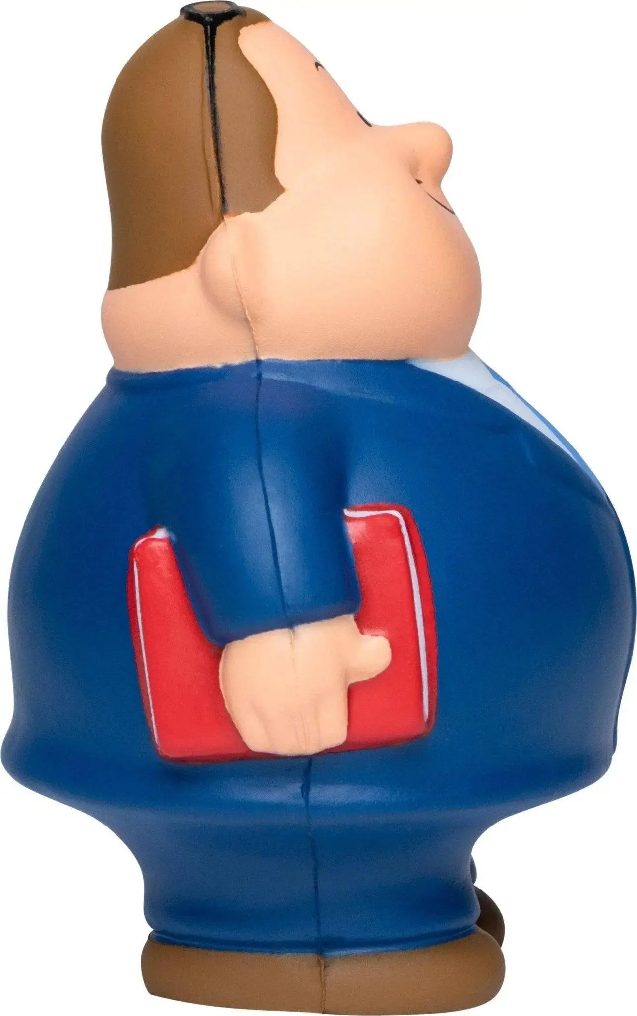 Berater verkäufer bert anti stress quetsch figur blaue jacke beige gesicht braune haare mit rotem ordner