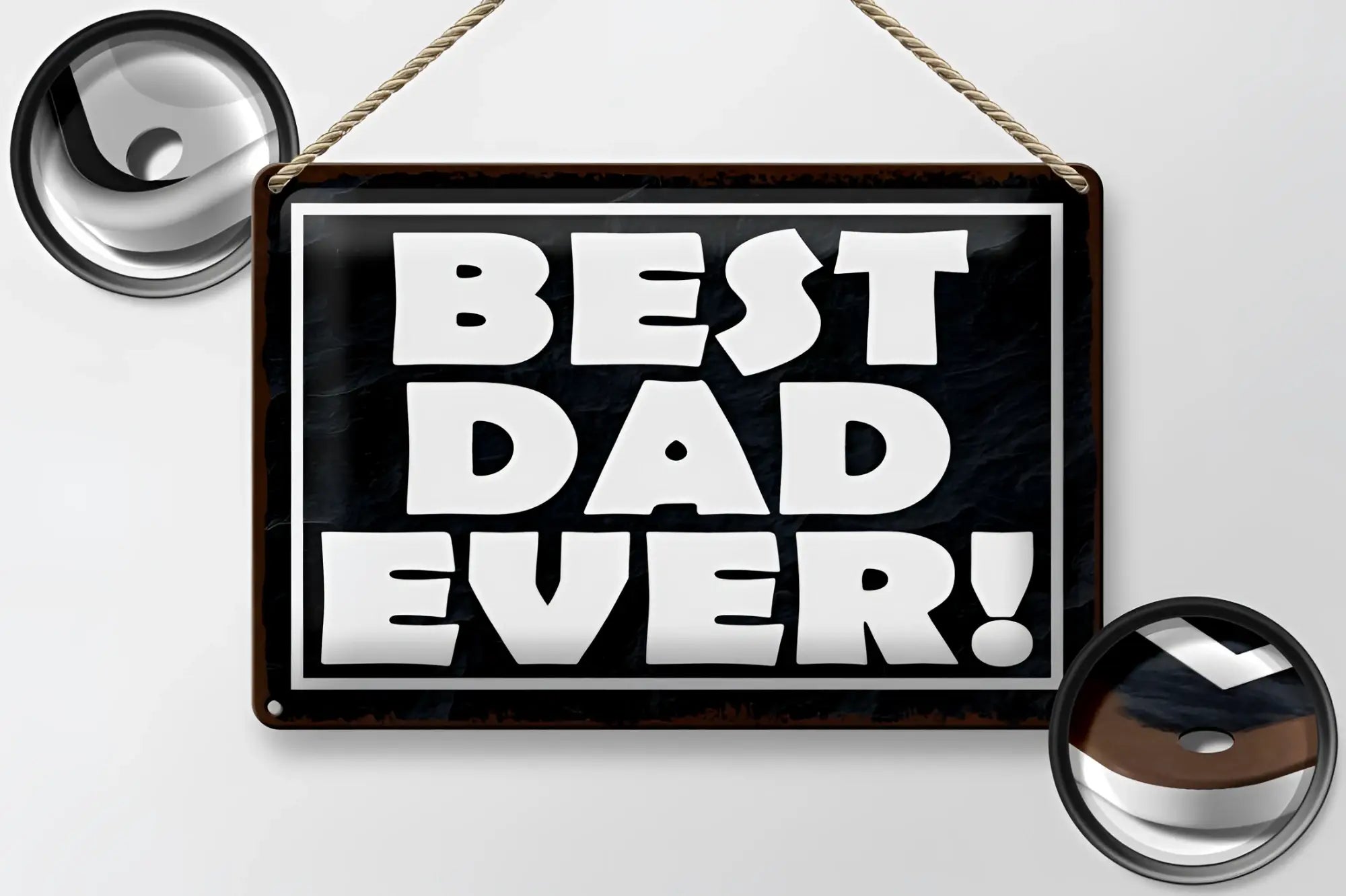 Black rechteckiges blechschild best dad ever in weißer schrift 20x30cm mit seil zum aufhängen