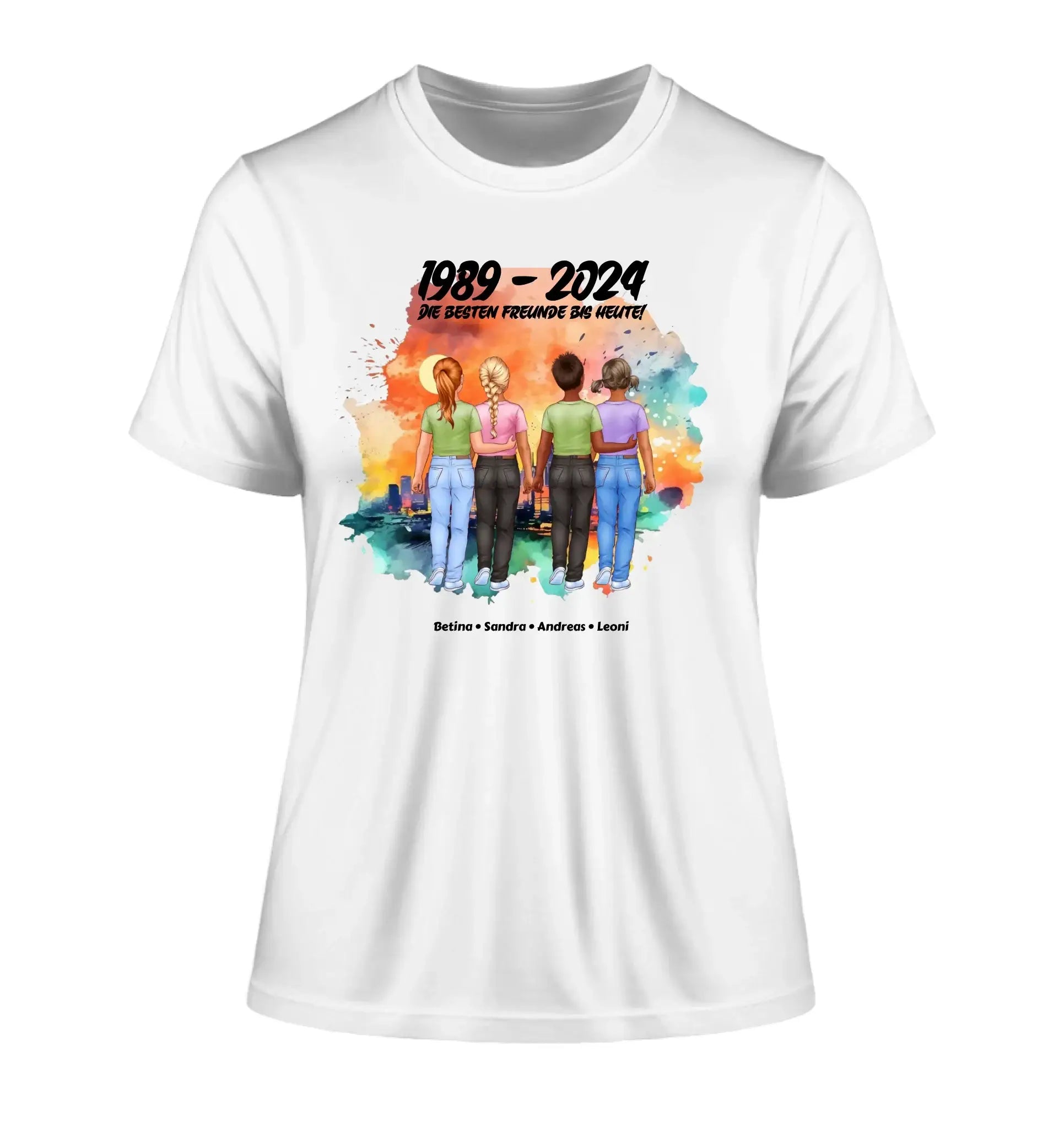 Beste Freunde: 1-5 Kinder / Kindheit (personalisierbare Figuren) - Damen T-Shirt (Fitted) • Bio / White / 2XL