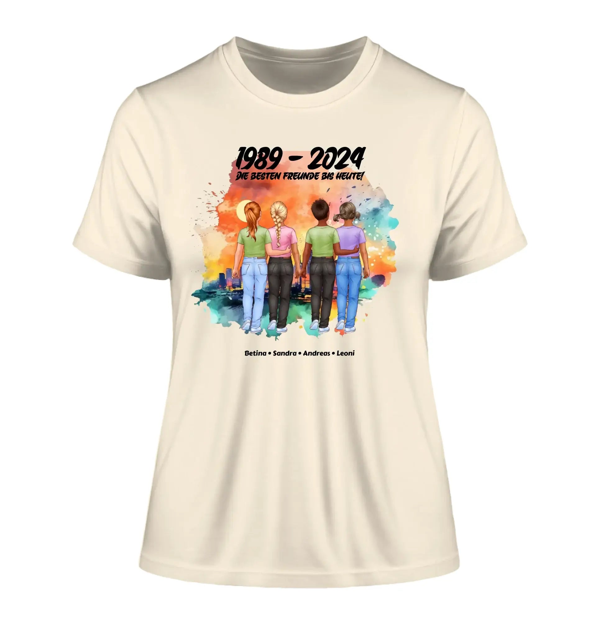 Beste Freunde: 1-5 Kinder / Kindheit (personalisierbare Figuren) - Damen T-Shirt (Fitted) • Bio / Natural / 2XL