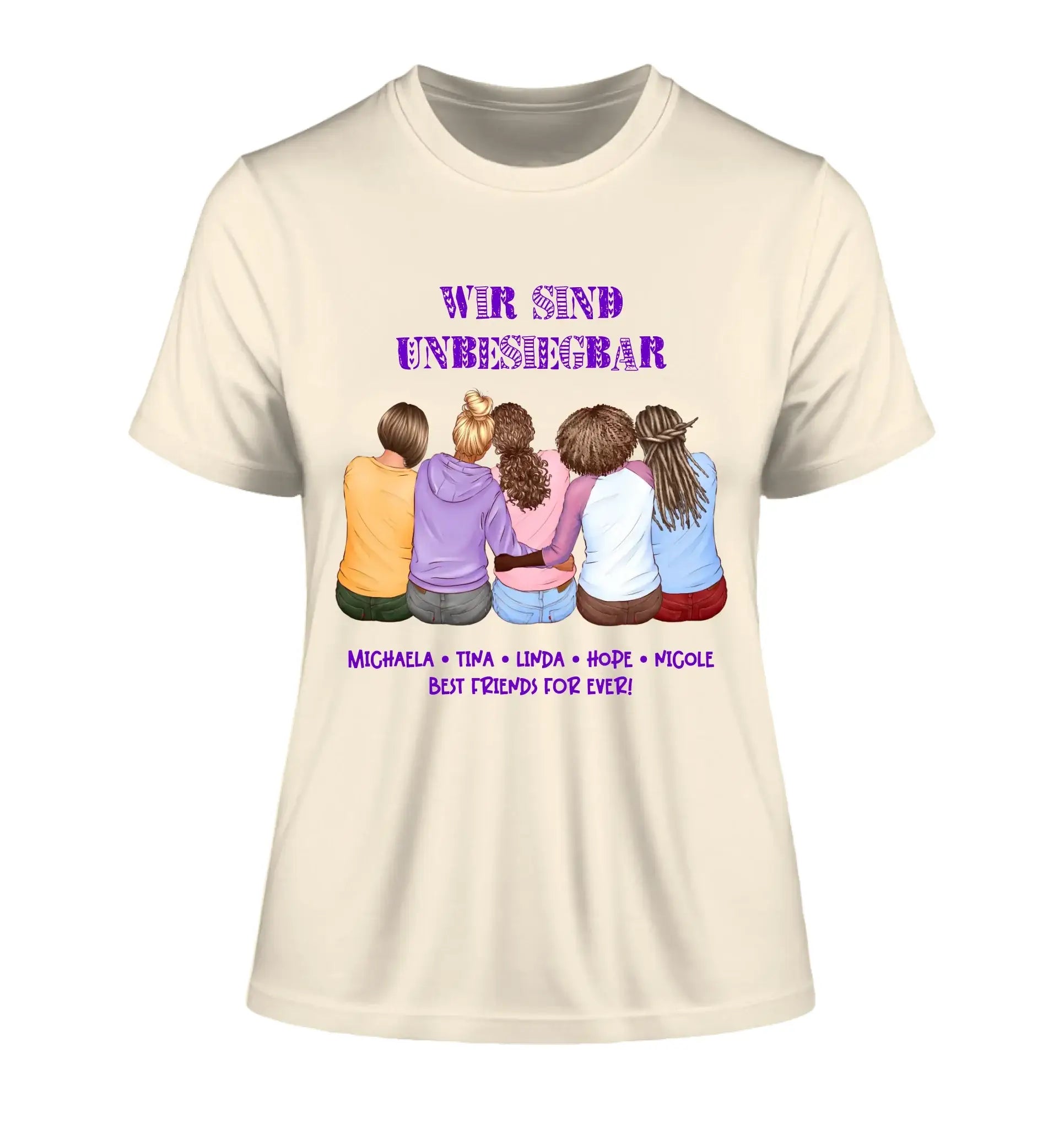 Beste Freundinnen (2-5 personalisierbare Figuren) - Damen T-Shirt (Fitted) • Bio / Natural / 2XL - personalisierbare
