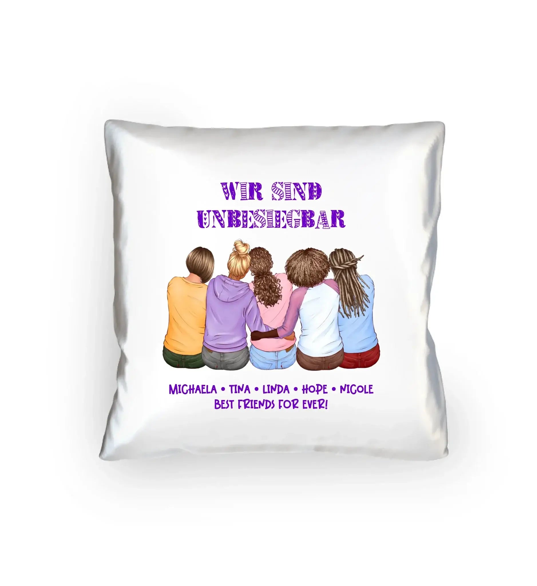 Beste Freundinnen (2-5 personalisierbare Figuren) - Kissen 40x40 cm / White / 40cm-x-40cm - personalisierbare Figuren