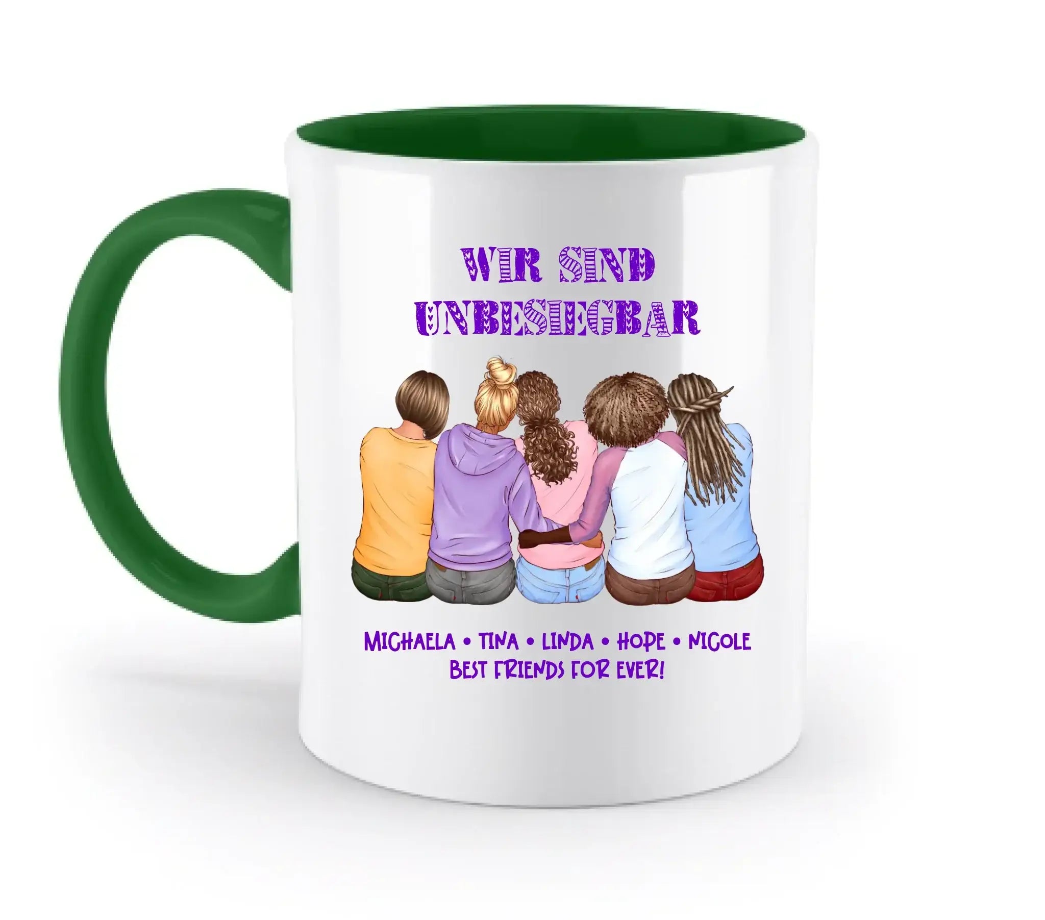 Beste Freundinnen (2-5 personalisierbare Figuren) - Zweifarbige Tasse / Irish-Green / 330ml - personalisierbare Figuren