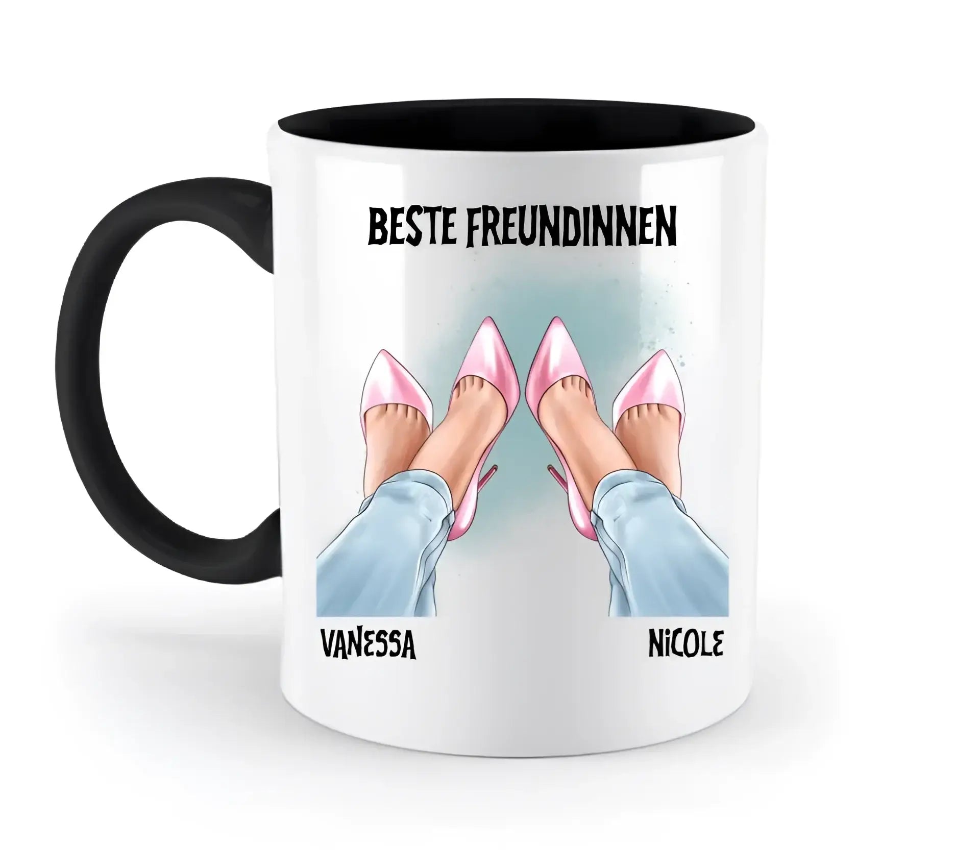 Beste Freundinnen Beine • zweifarbige Tasse • Exklusivdesign • personalisiert - zweifarbige Tasse