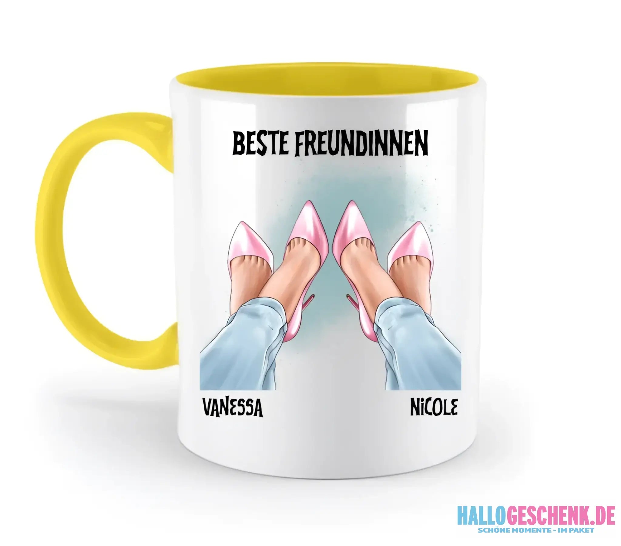 Beste Freundinnen Beine • zweifarbige Tasse • Exklusivdesign • personalisiert - zweifarbige Tasse