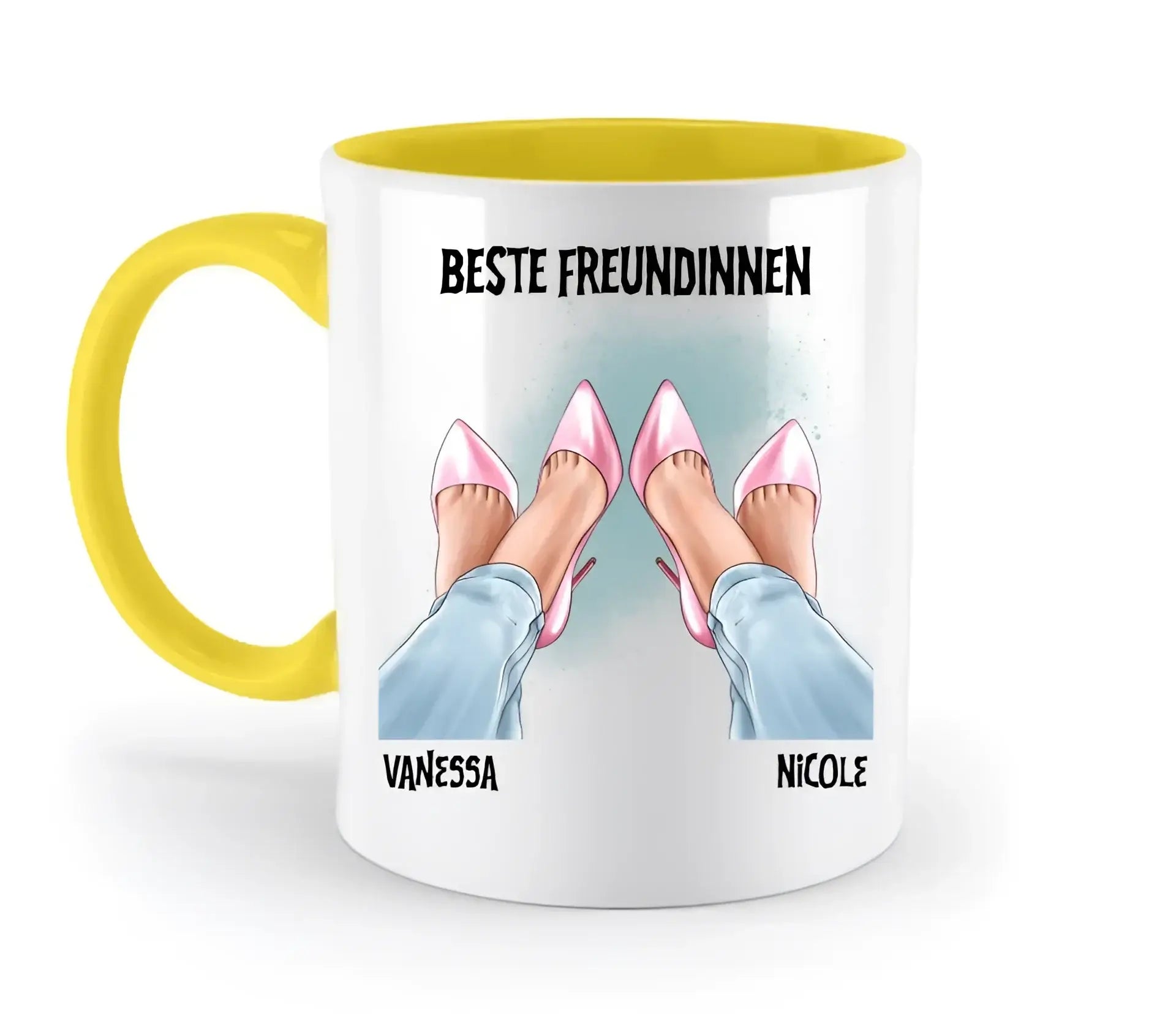Beste Freundinnen Beine • zweifarbige Tasse • Exklusivdesign • personalisiert - zweifarbige Tasse
