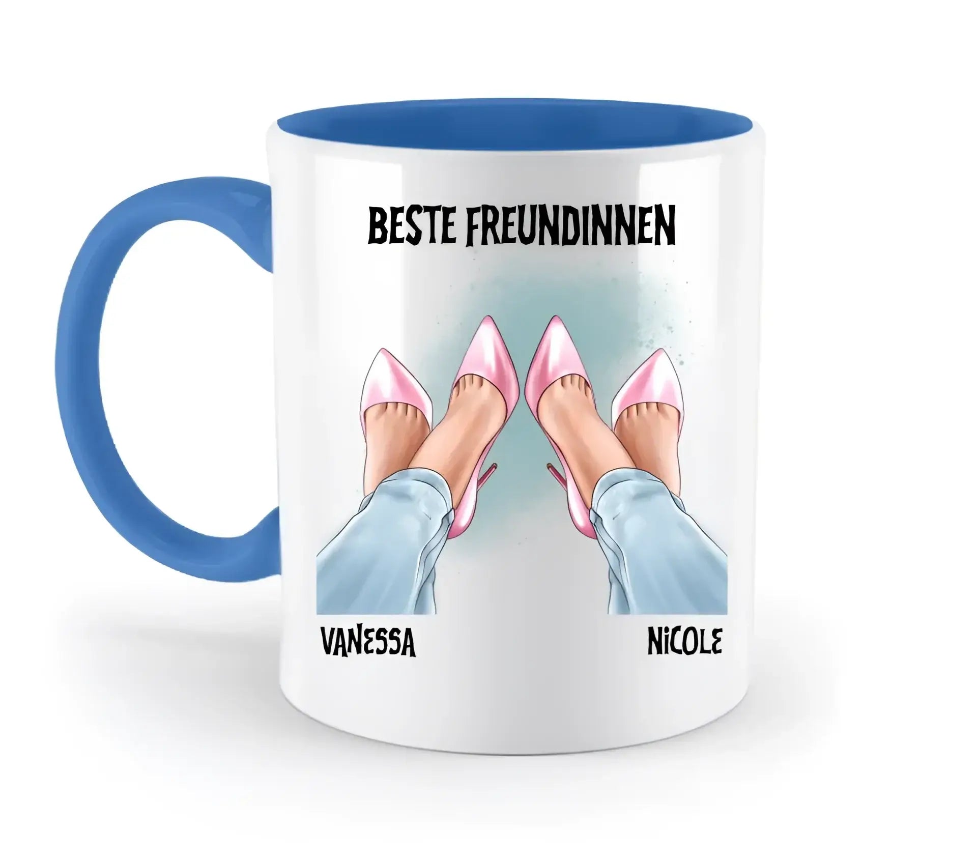 Beste Freundinnen Beine • zweifarbige Tasse • Exklusivdesign • personalisiert - zweifarbige Tasse