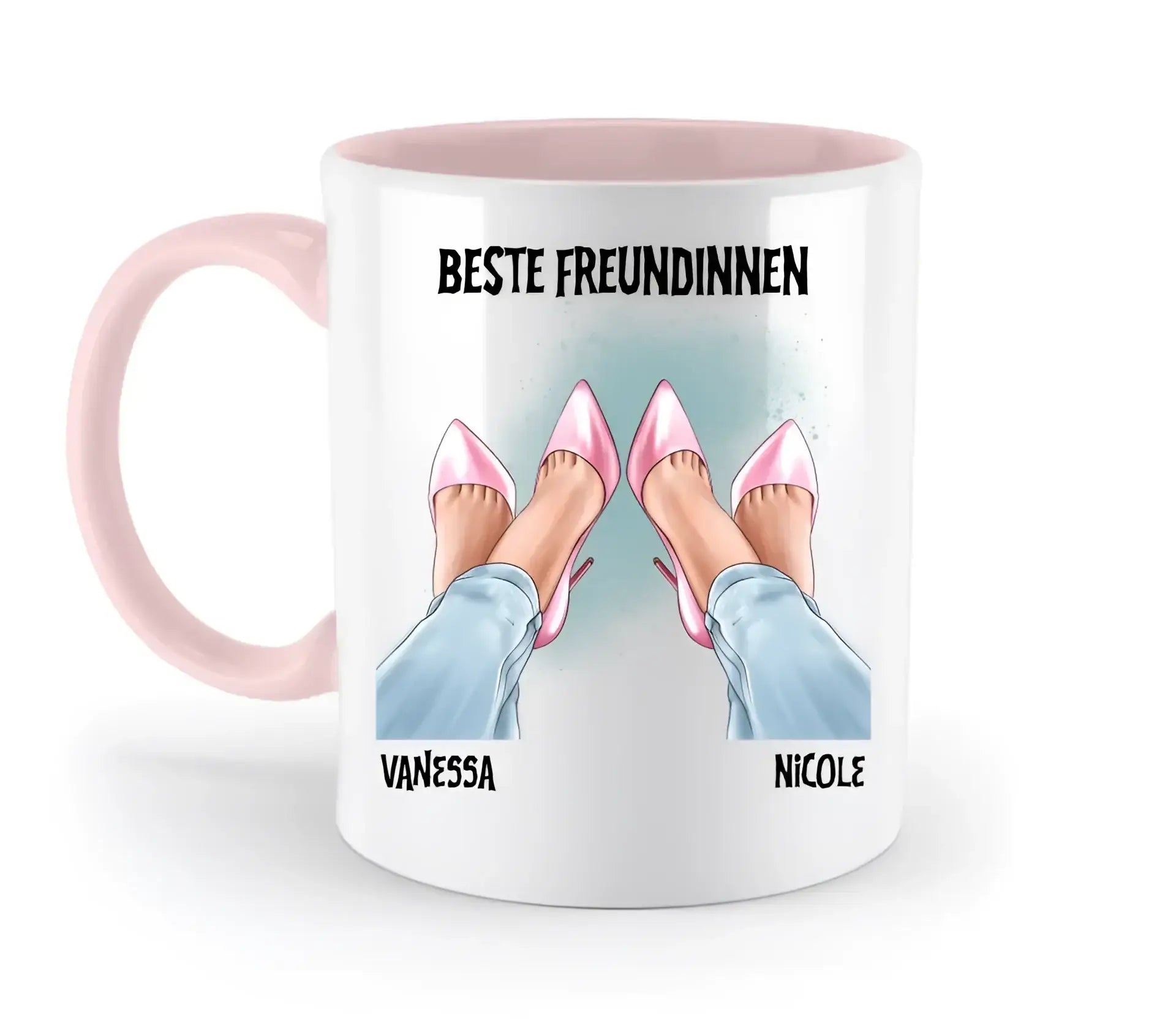 Beste Freundinnen Beine • zweifarbige Tasse • Exklusivdesign • personalisiert - zweifarbige Tasse