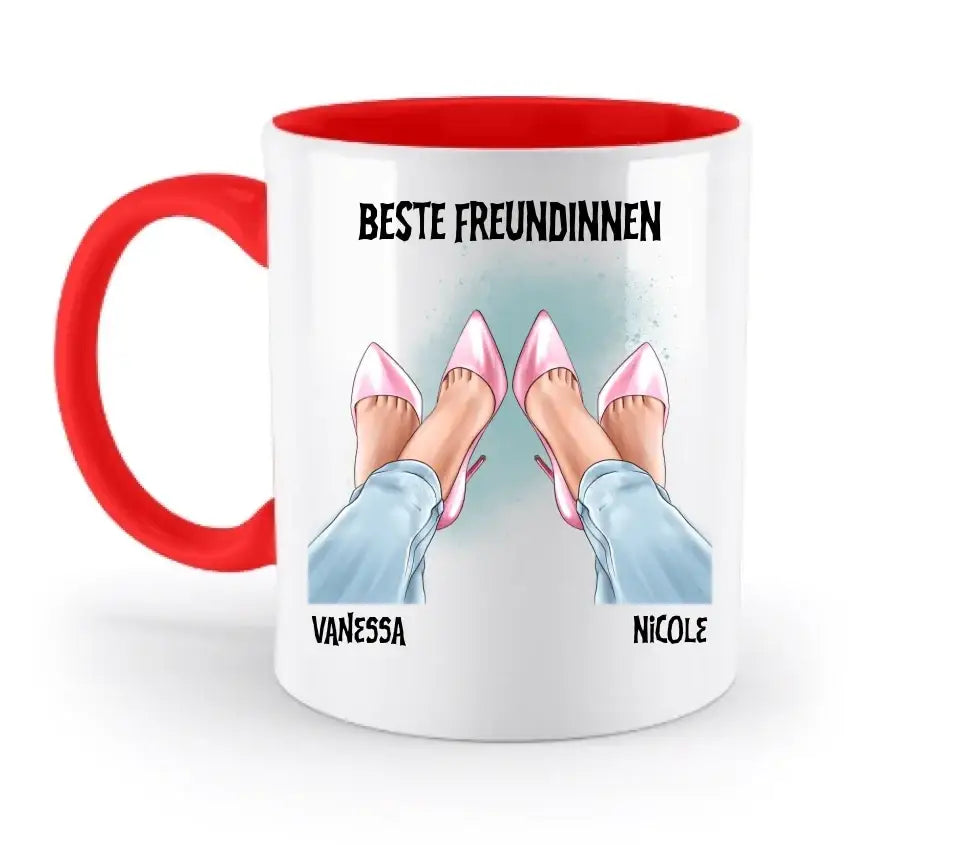 Beste Freundinnen Beine • zweifarbige Tasse • Exklusivdesign • personalisiert - zweifarbige Tasse