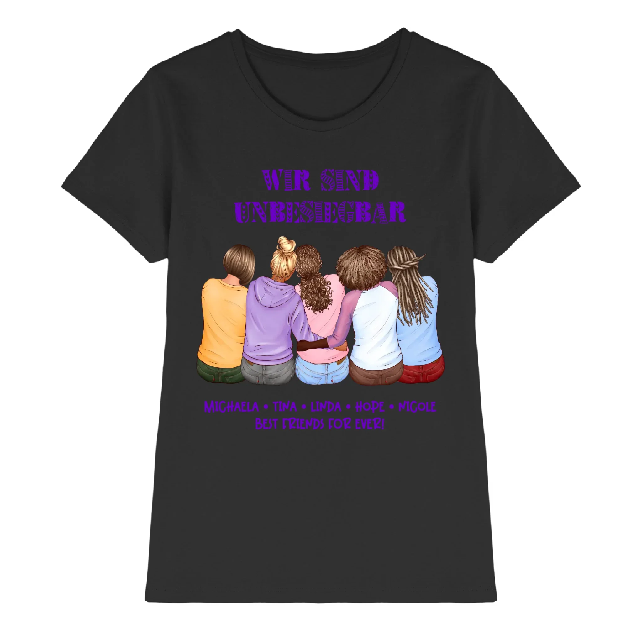 Besties: 2-5 Freundinnen • mehrere Artikel • ’Statement-Collection’ • Wunschtext • personalisierte Figuren - Premium