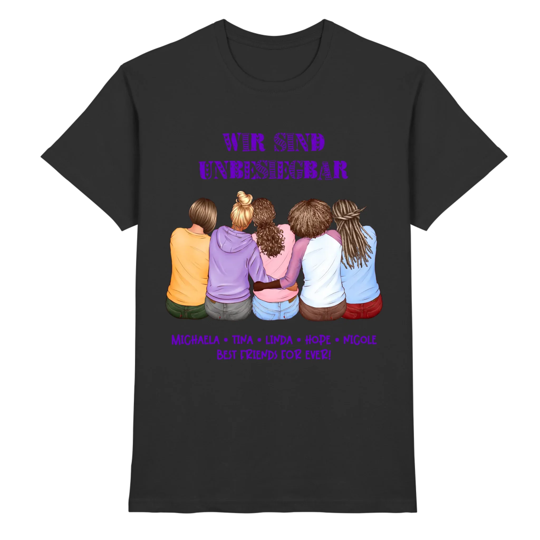 Besties: 2-5 Freundinnen • mehrere Artikel • ’Statement-Collection’ • Wunschtext • personalisierte Figuren - Premium